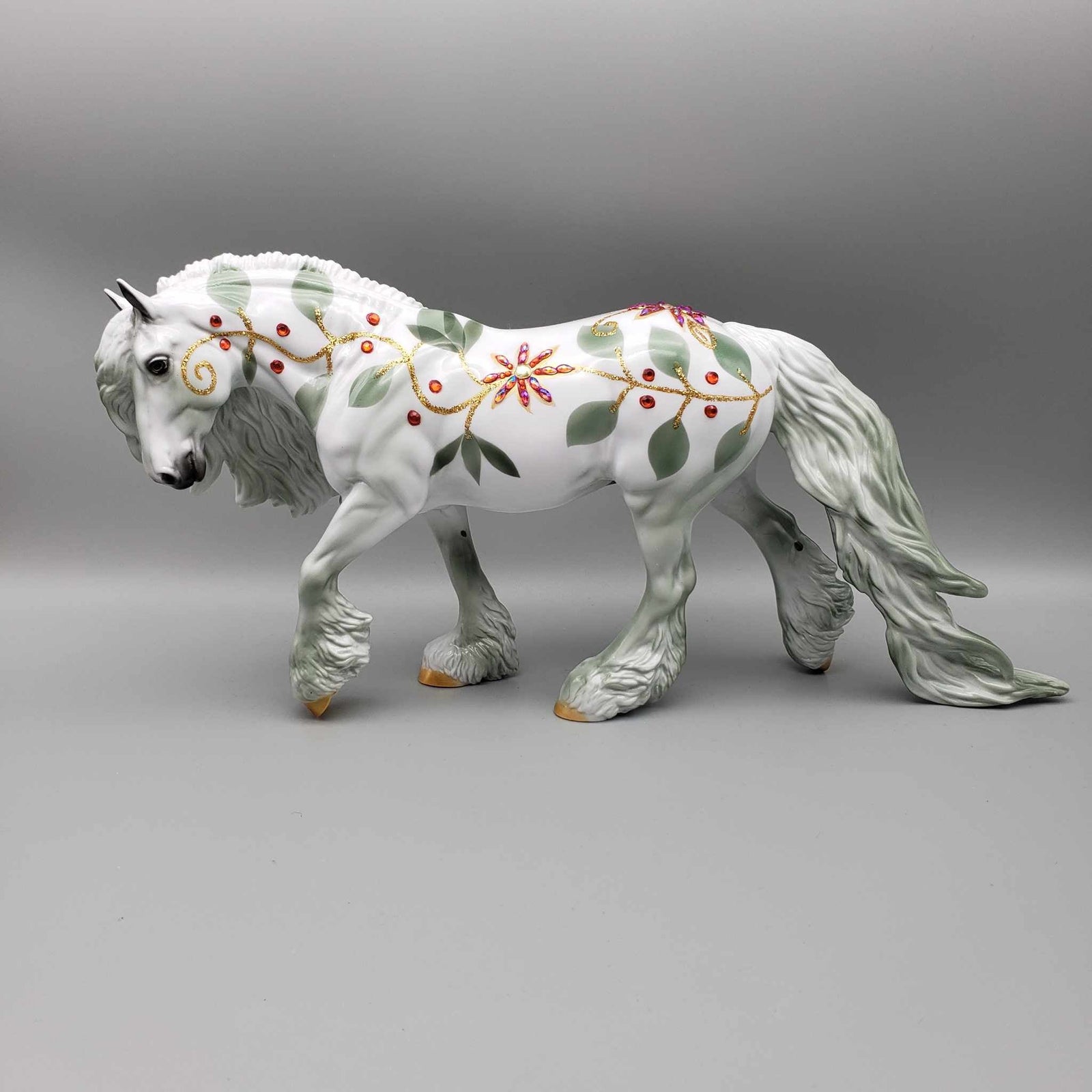 The Poinsettia Series OOAK Deco Bling Pearl W/ Poinsettias, Berries & Vines Irish Cob By Dawn Quick Holiday Sale HS23