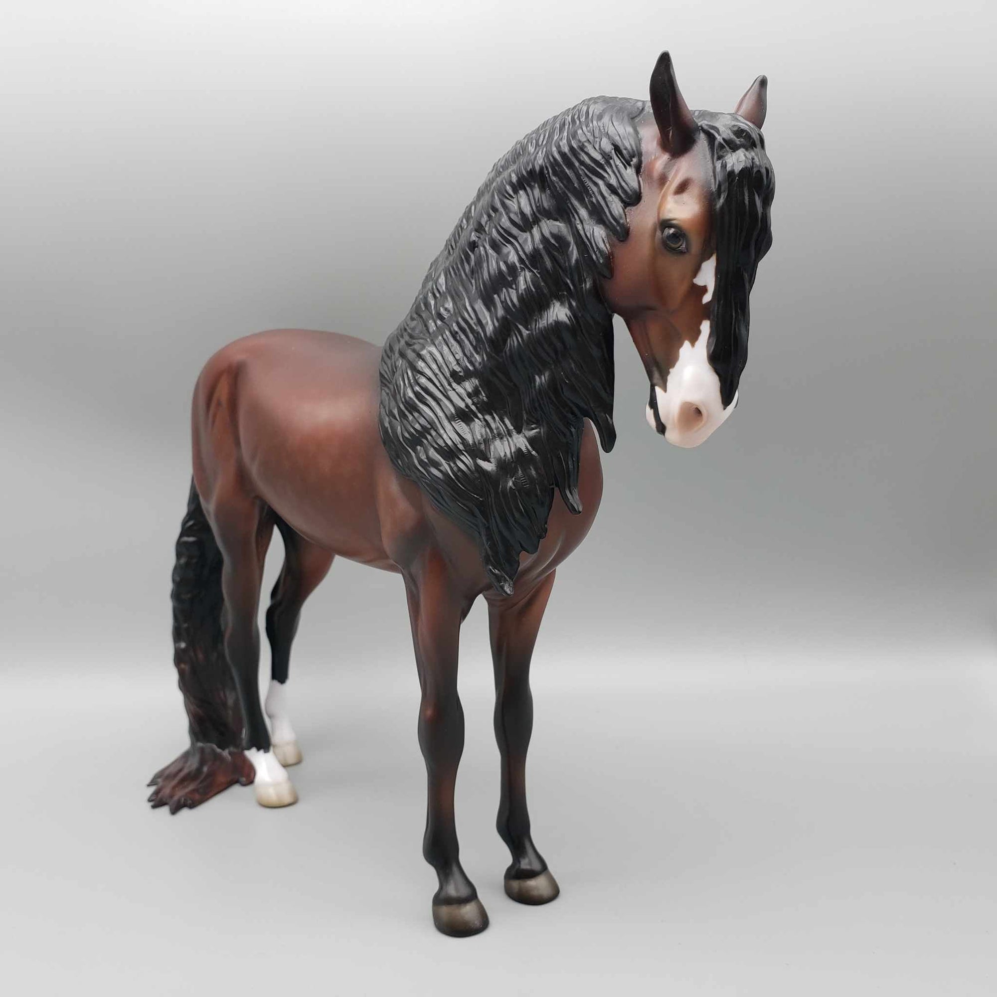 Countdown Kiss OOAK Dappled Bay Andalusian with Long Mane and Puddle Tail By Jess Hamill Facebook Auction New Year Sales Collection NY23