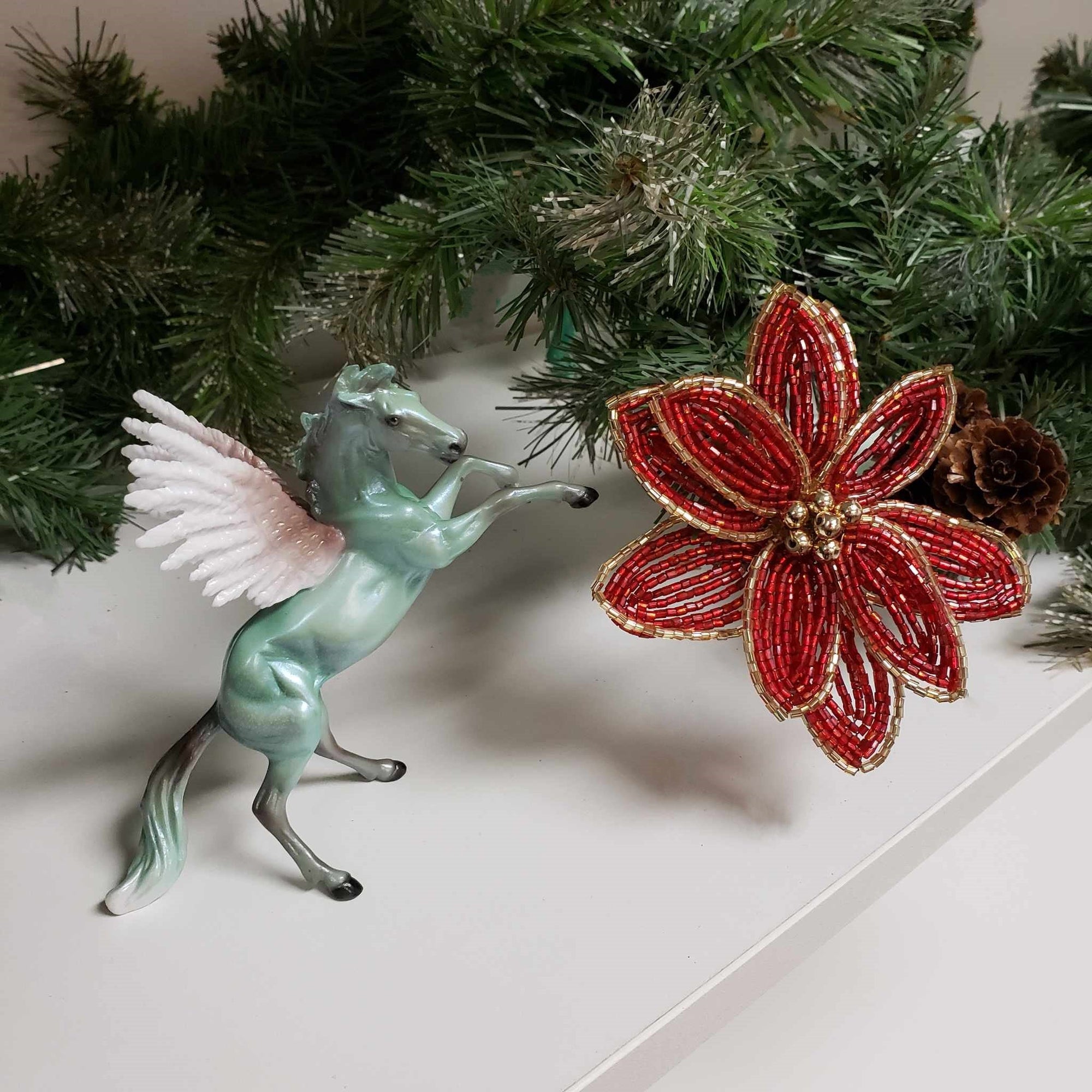 Evergreen OOAK Deco Green Rearing Chip with Angel Wings By Ellen Robbins Holiday Sale HS23