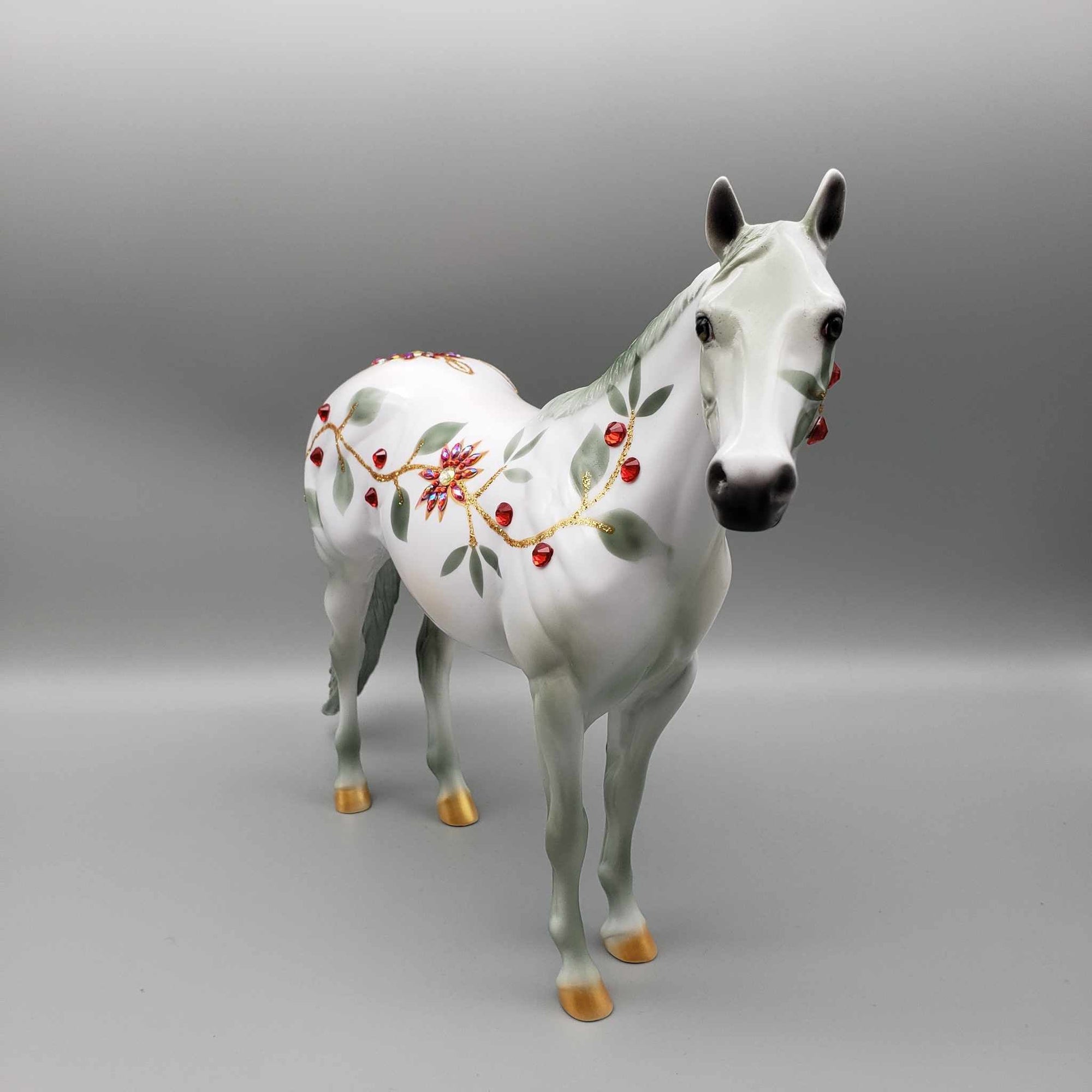 The Poinsettia Series OOAK Deco Bling Pearl W/ Poinsettias, Berries &amp; Vines ISH By Dawn Quick Holiday Sale HS23