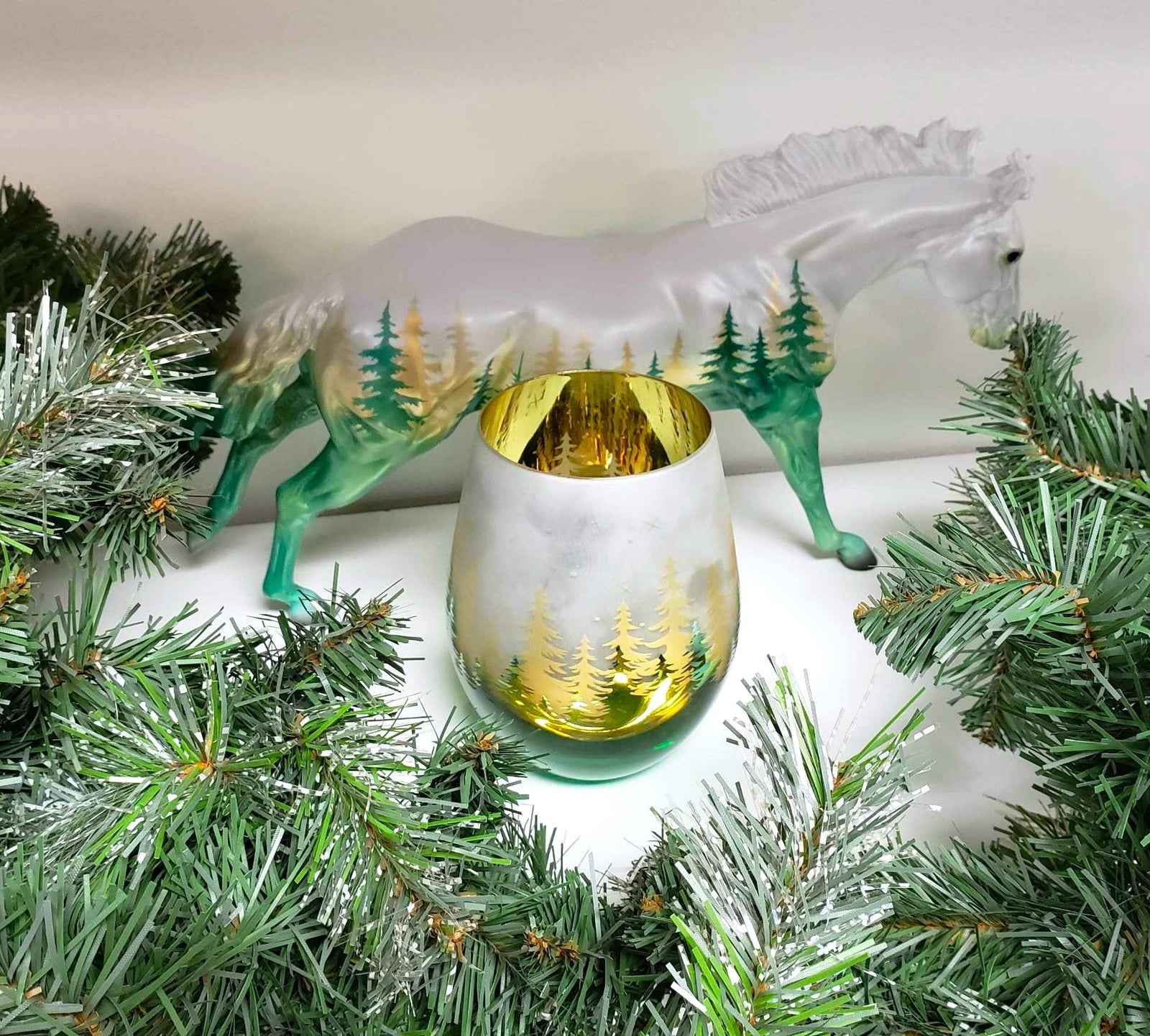 Silent Winter OOAK Deco Remington and Candle Holder Set By Ashley Palmer Facebook Auction Holiday Sale HS23