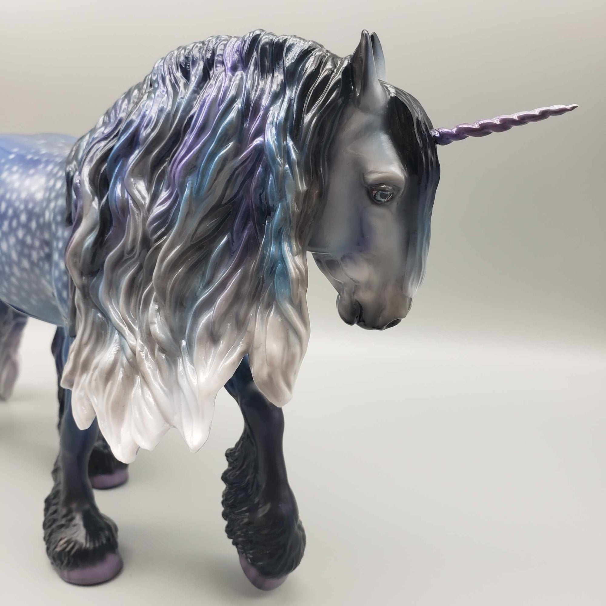 Grayson OOAK Custom Dappled Blue Purple Deco Unicorn Irish Cob By Jess Hamill