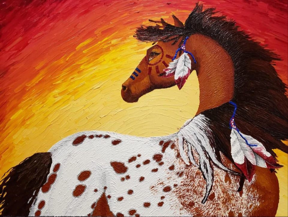 Warrior&#39;s Feathers-LE-62 ISH Art of the Horse Finalist Noelle Mueller EQ 2020