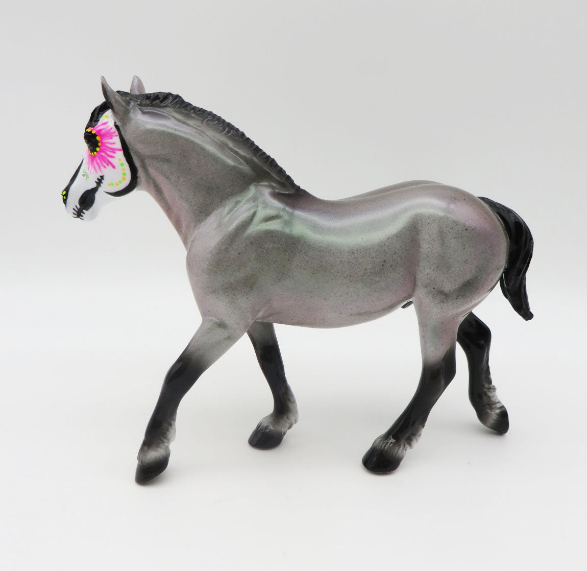 AMARANTHUS - OOAK - Sugar Skull Pebbles Draf with Bling, Blacklight, Holographic, &amp; Colorshirt Paint Effect - Painted by Ellen Robbins - MM22