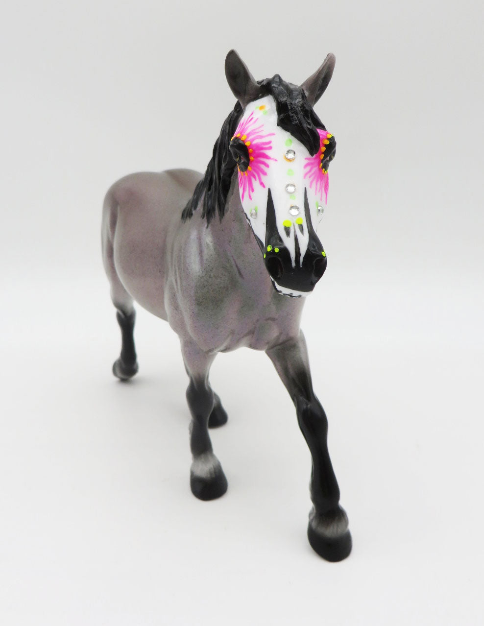 AMARANTHUS - OOAK - Sugar Skull Pebbles Draf with Bling, Blacklight, Holographic, &amp; Colorshirt Paint Effect - Painted by Ellen Robbins - MM22