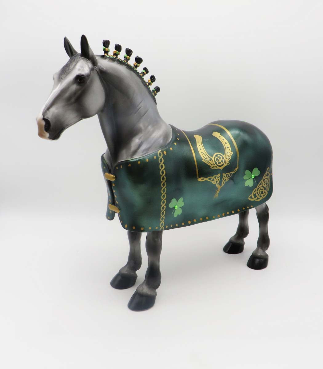 Aidan - OOAK - Customized St Patrick&#39;s Day Blanketed Grey Standing Drafter - By Dawn Quick 3/17/23