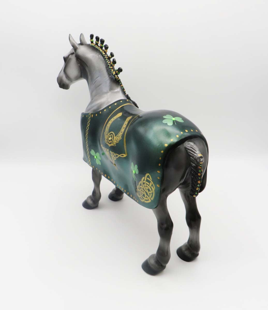 Aidan - OOAK - Customized St Patrick&#39;s Day Blanketed Grey Standing Drafter - By Dawn Quick 3/17/23