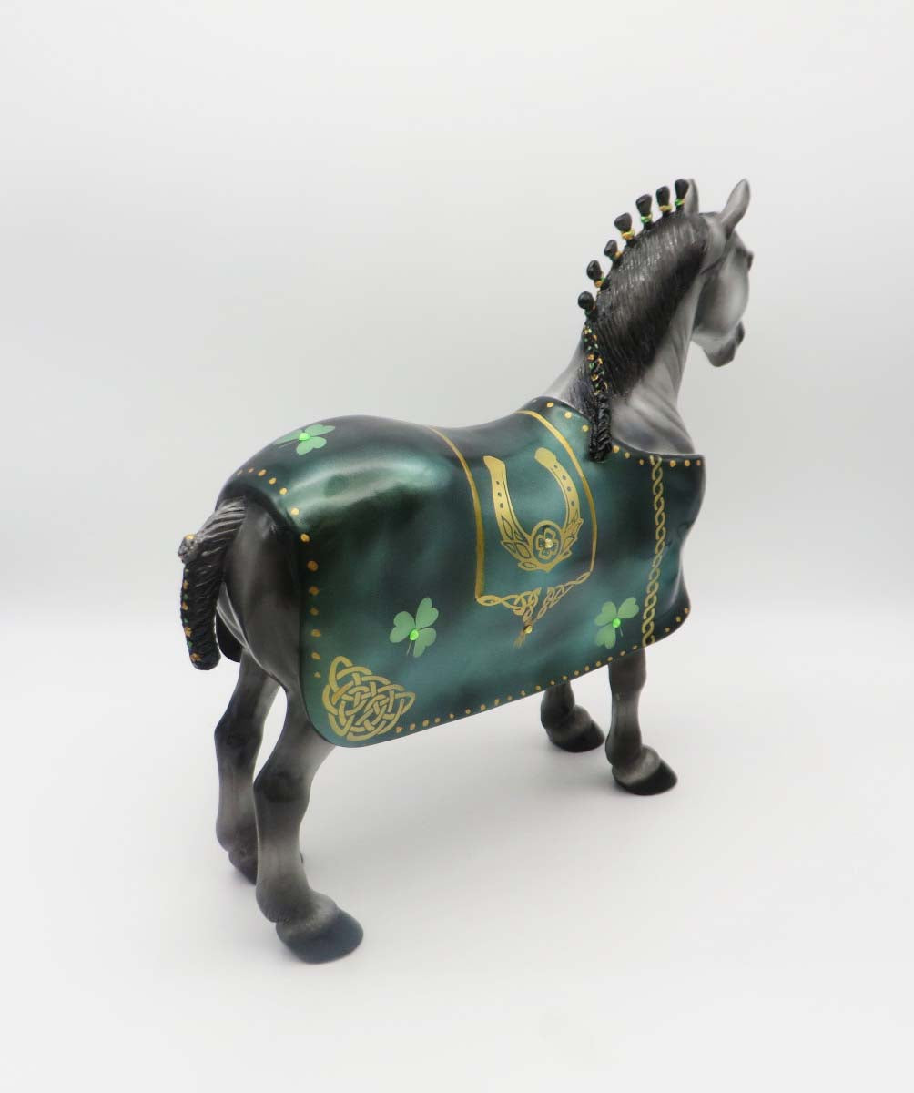 Aidan - OOAK - Customized St Patrick&#39;s Day Blanketed Grey Standing Drafter - By Dawn Quick 3/17/23