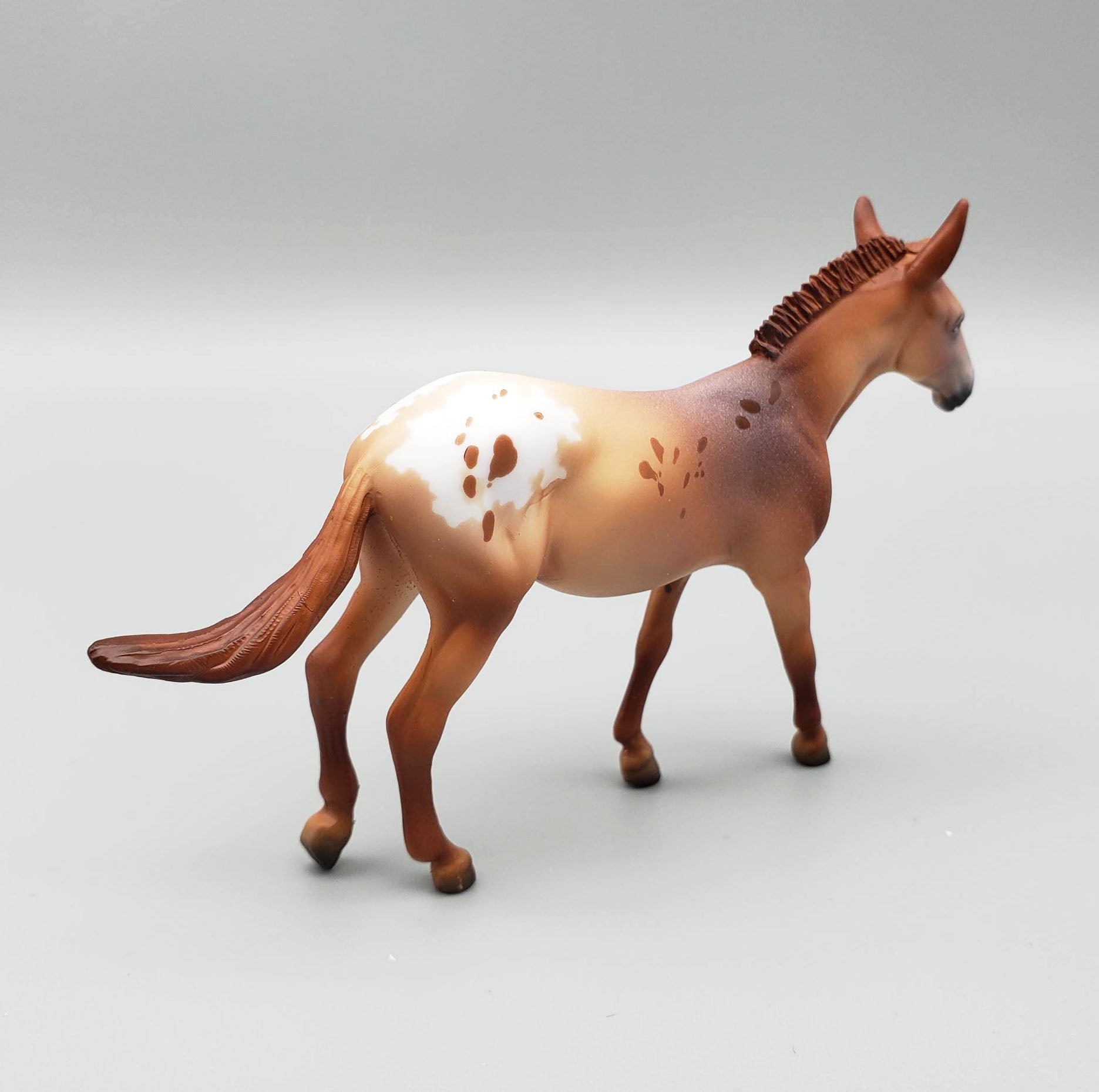 SAMPLE of Mini Alfalfa - LE20 - Chestnut Appaloosa Mule Chip By Dawn Quick EQ23