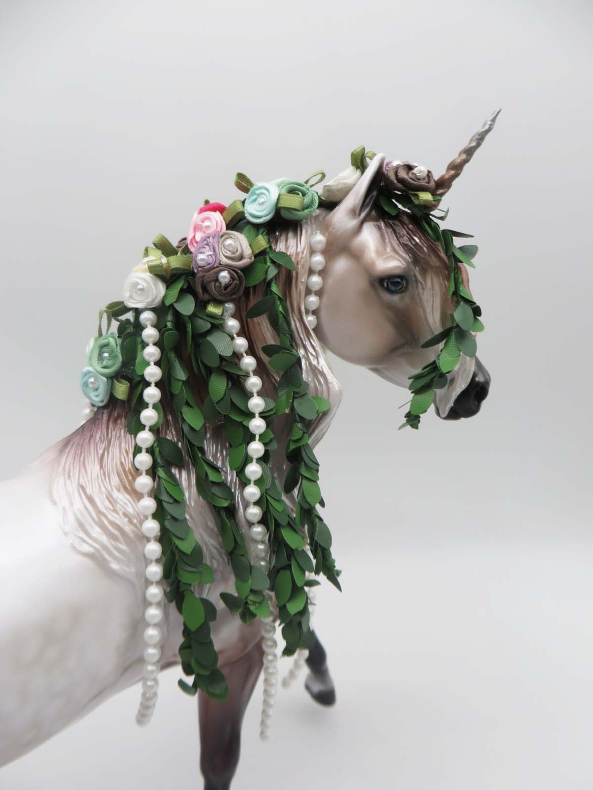 Amalthea  - OOAK - Flower &amp; Beads Adorned Rose Grey Arab Mare By Dawn Quick - Best Offer 4/17/23