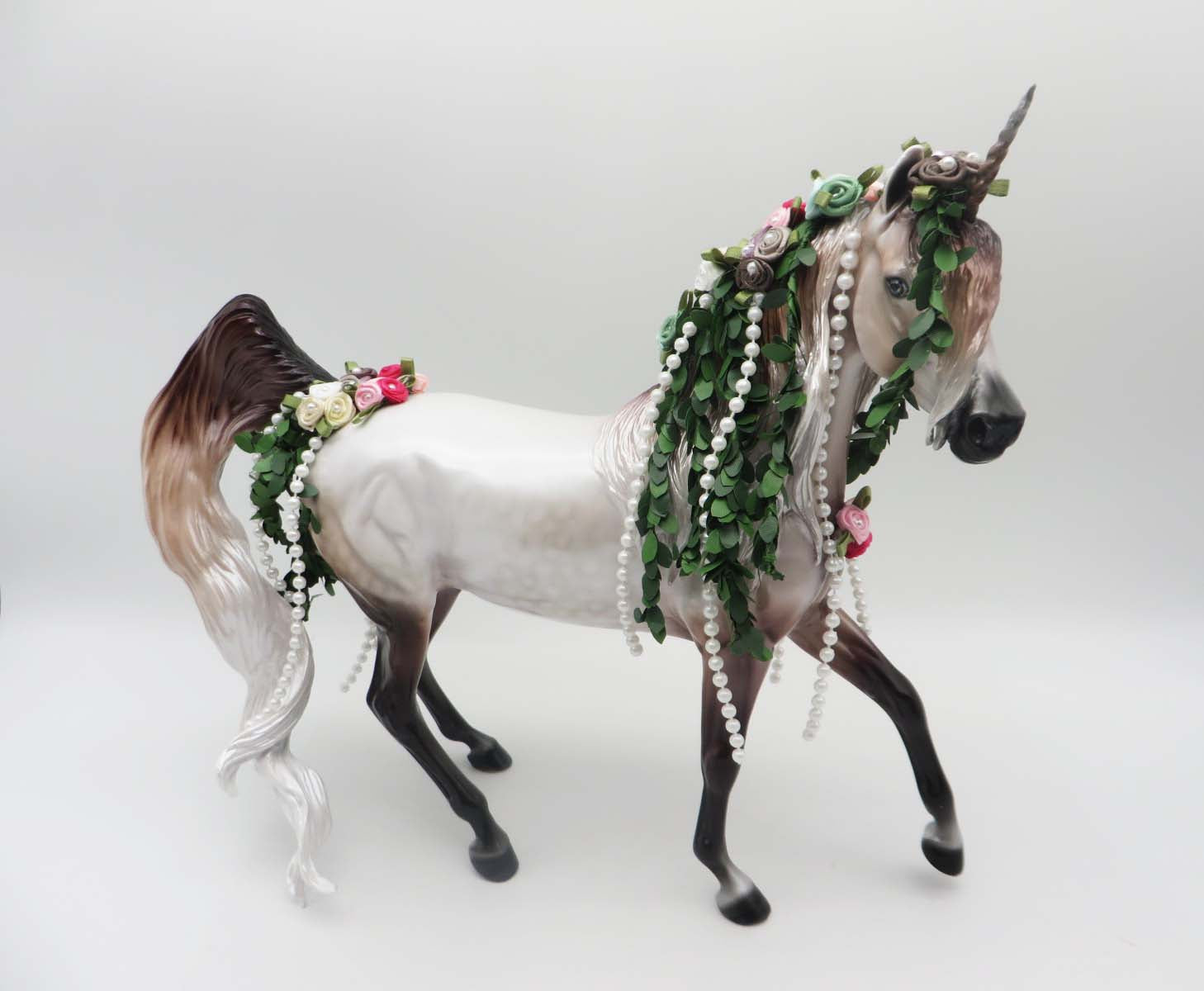 Amalthea  - OOAK - Flower & Beads Adorned Rose Grey Arab Mare By Dawn Quick - Best Offer 4/17/23