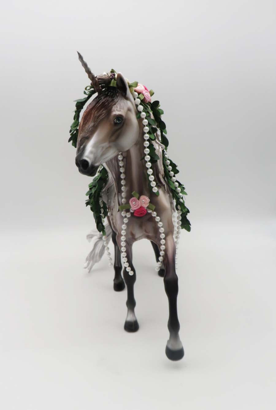 Amalthea  - OOAK - Flower &amp; Beads Adorned Rose Grey Arab Mare By Dawn Quick - Best Offer 4/17/23
