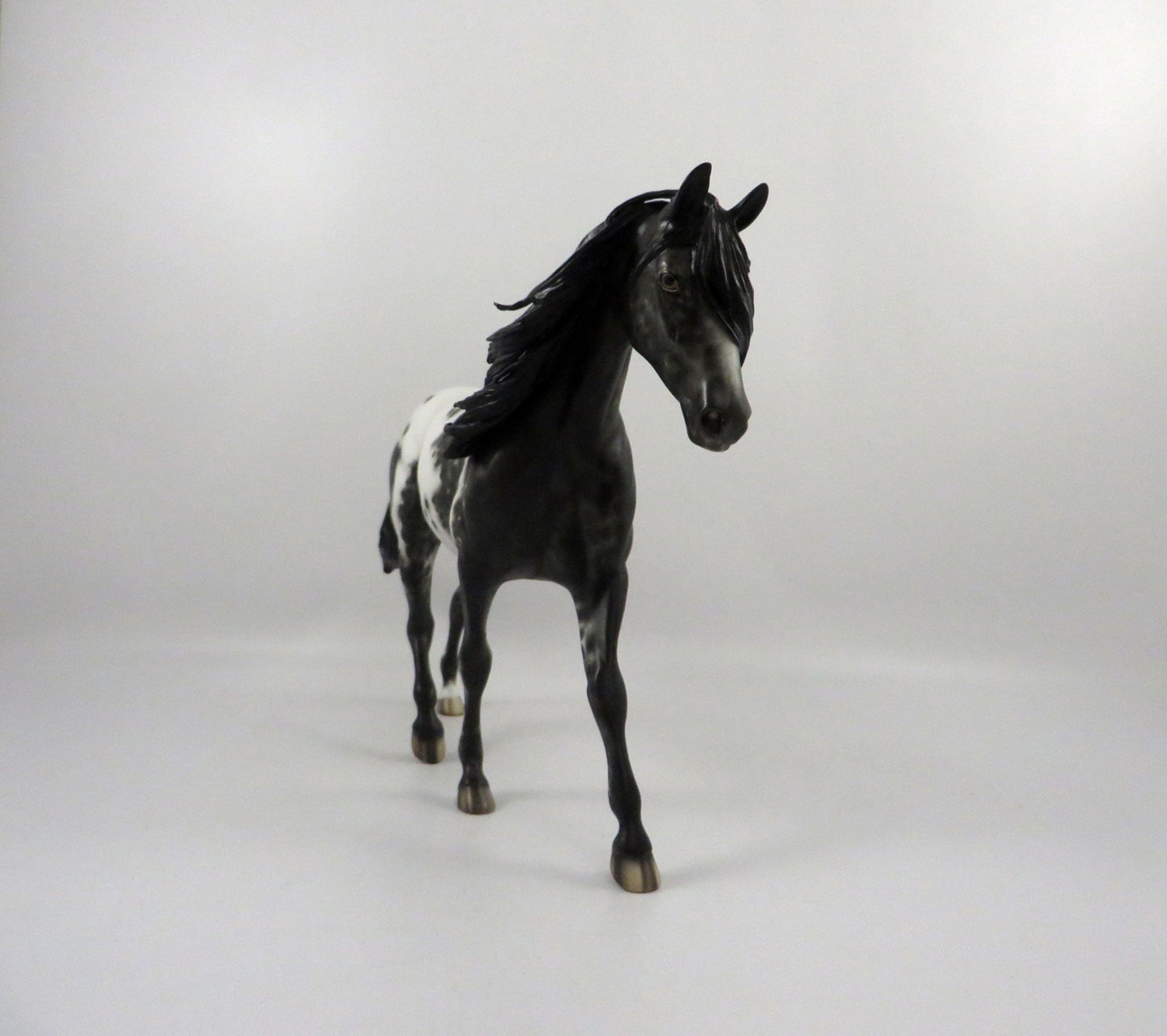 Apogee-OOAK Black Appaloosa Pony Painted by Sheryl Leisure 3/5/21