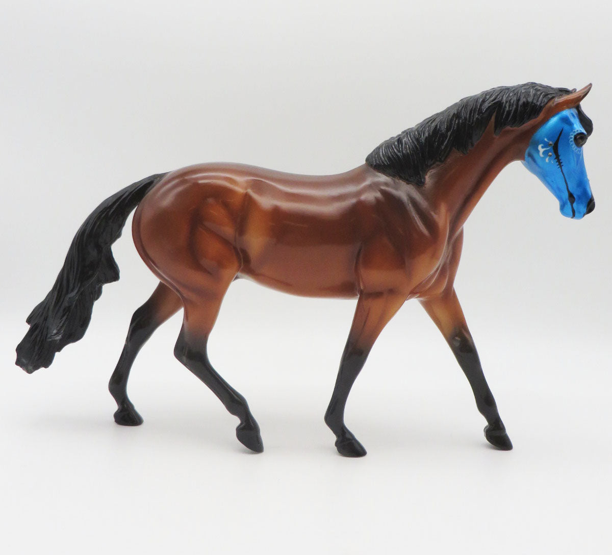 Blue Ghoul - OOAK - Sugar Skull Pony with Bling - Painted By Ashley Palmer - MM22