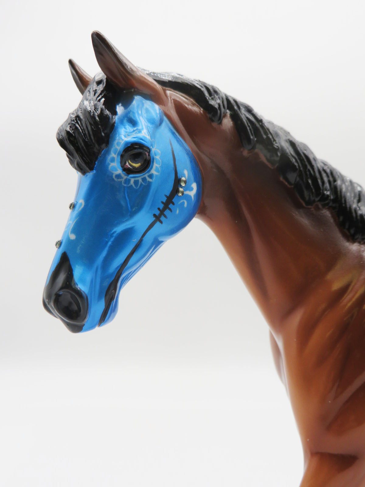 Blue Ghoul - OOAK - Sugar Skull Pony with Bling - Painted By Ashley Palmer - MM22