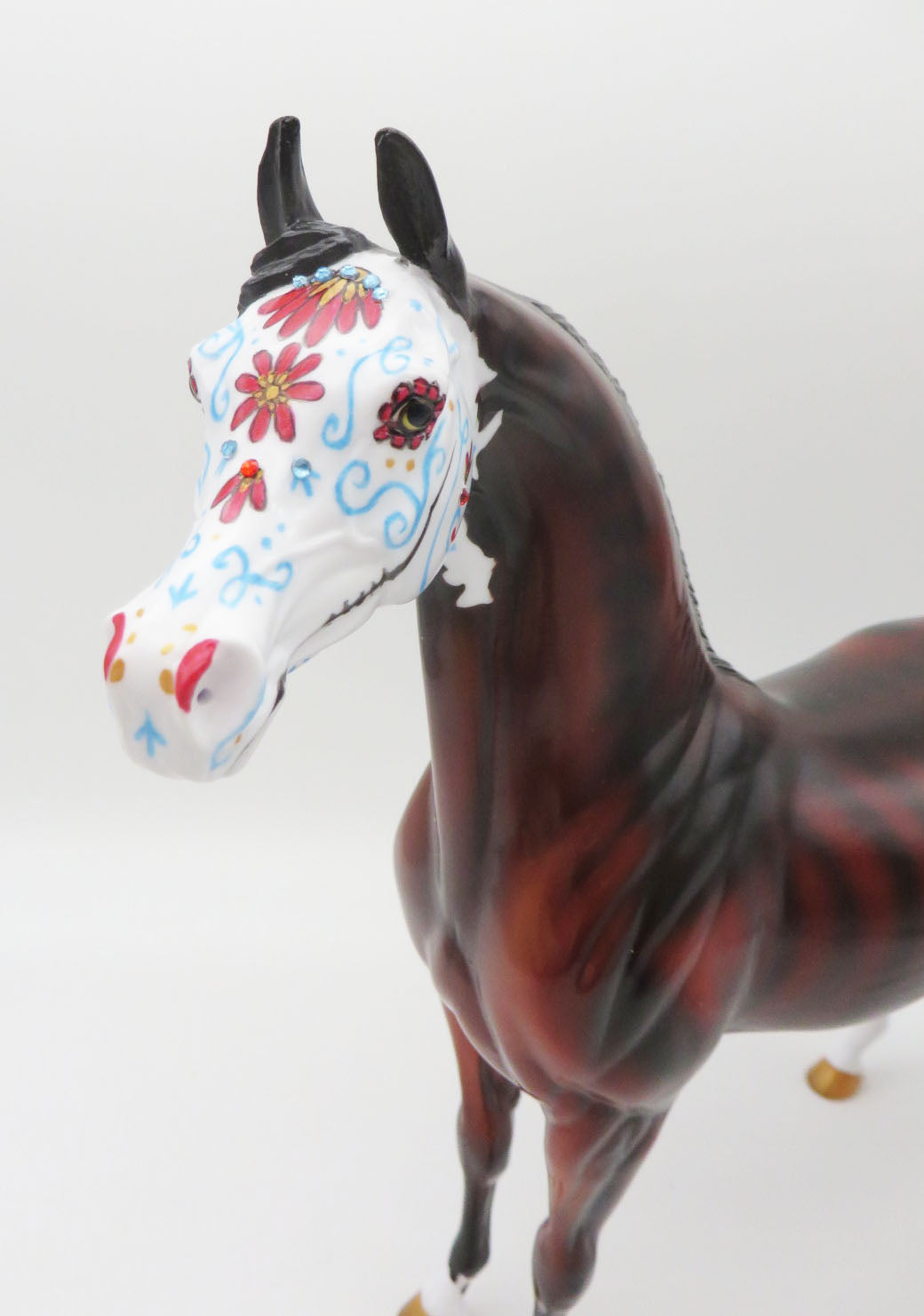 Bone To Be Wild - Arabian Stallion Sugar Skull Decorator with Bling Added Painted by Jess Hamill - MM22