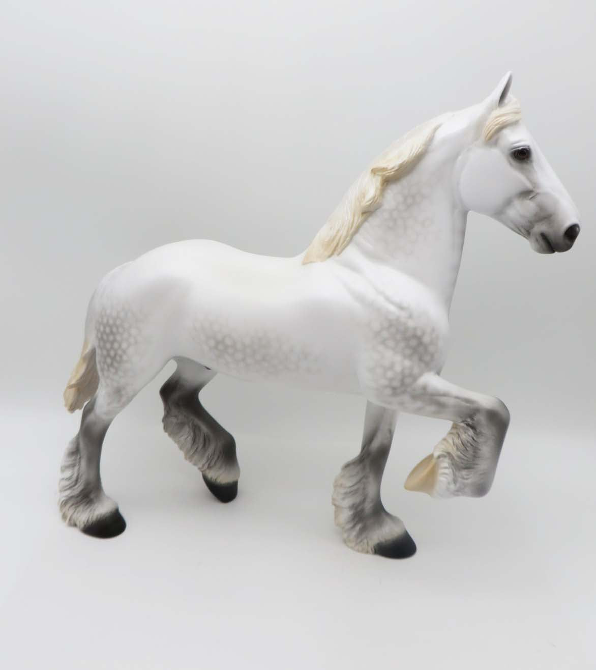 Behind Us Only Grey  OOAK Pearly Dappled Grey Custom Mane and Pony Tail Trotting Drafter By Ellen Robbins - SHCF23