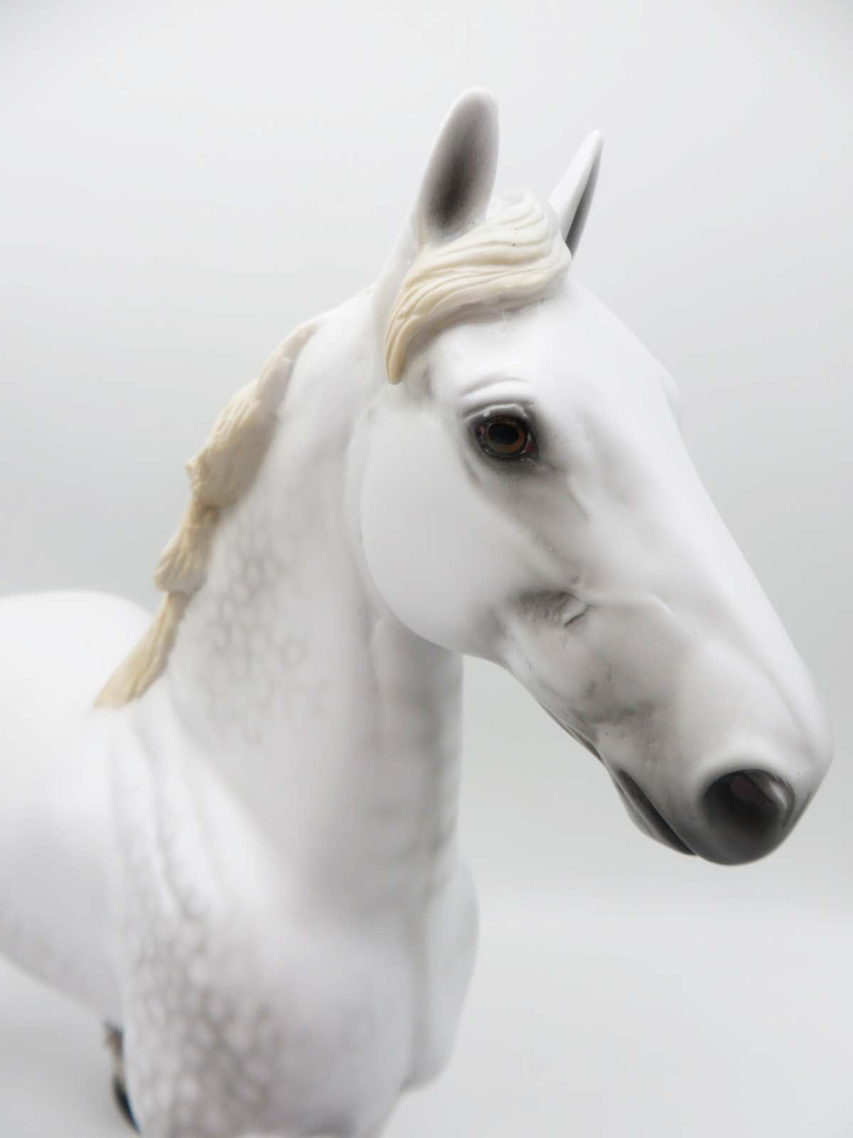 Behind Us Only Grey  OOAK Pearly Dappled Grey Custom Mane and Pony Tail Trotting Drafter By Ellen Robbins - SHCF23