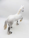 Behind Us Only Grey  OOAK Pearly Dappled Grey Custom Mane and Pony Tail Trotting Drafter By Ellen Robbins - SHCF23