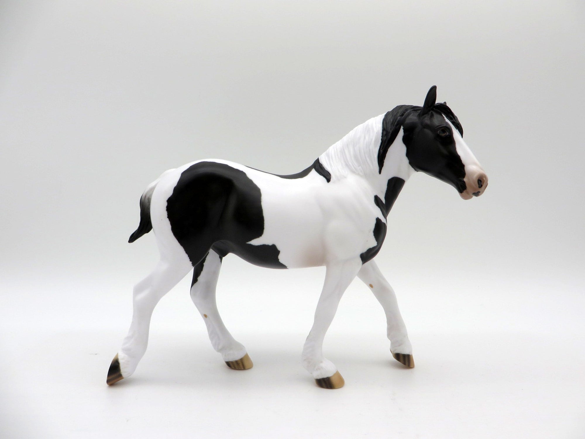 Biggie-OOAK Black and White Pinto Pebbles Drafter Painted By Audrey Dixon EQ 21