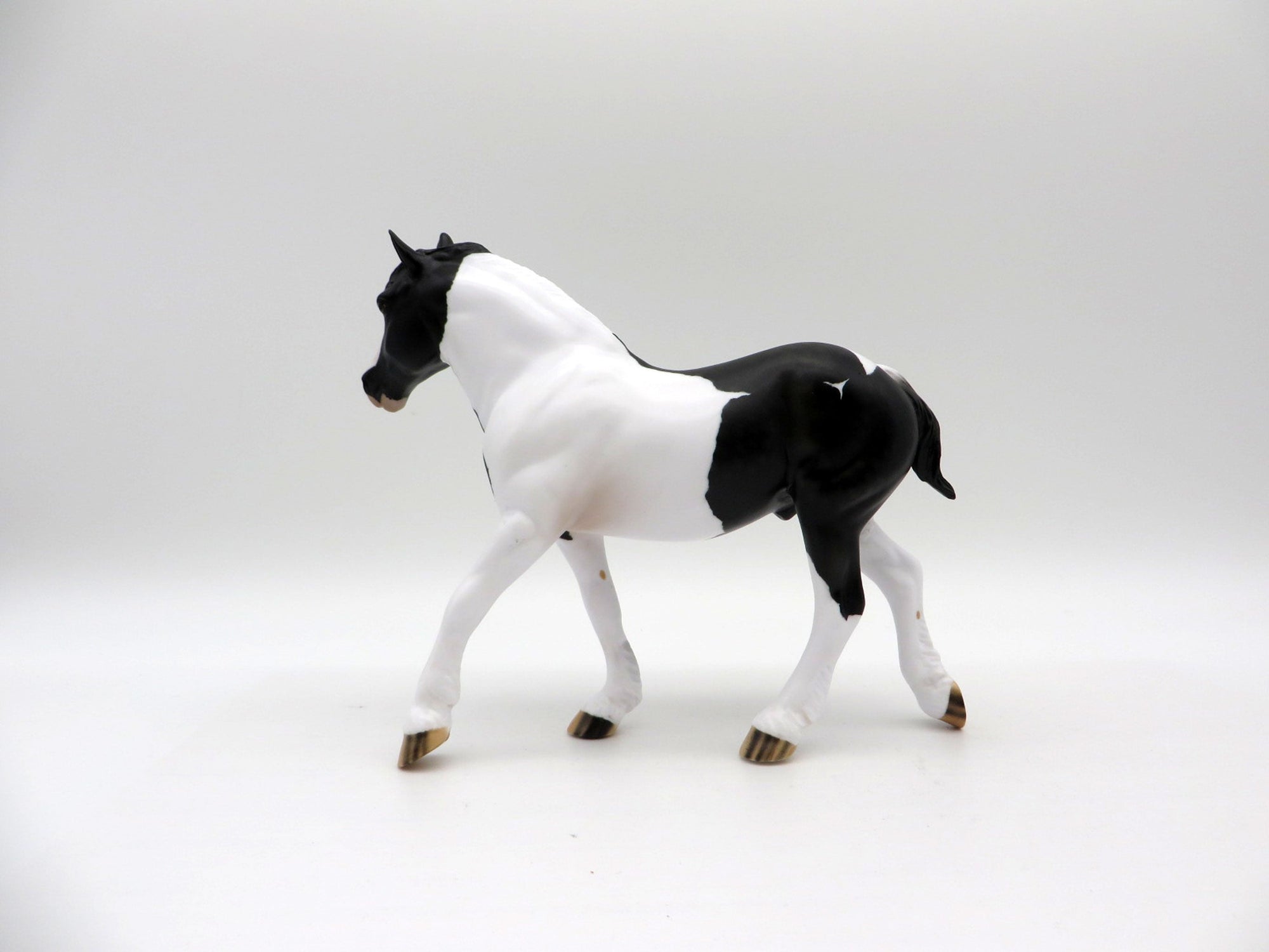 Biggie-OOAK Black and White Pinto Pebbles Drafter Painted By Audrey Dixon EQ 21