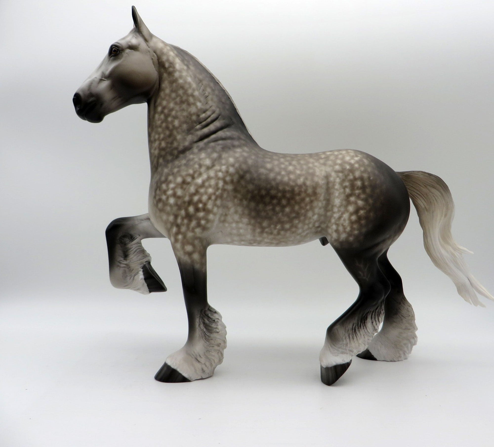 Blown Up A Storm-OOAK Dapple Grey Trotting Drafter  Painted By Sheryl Leisure 6/7/21