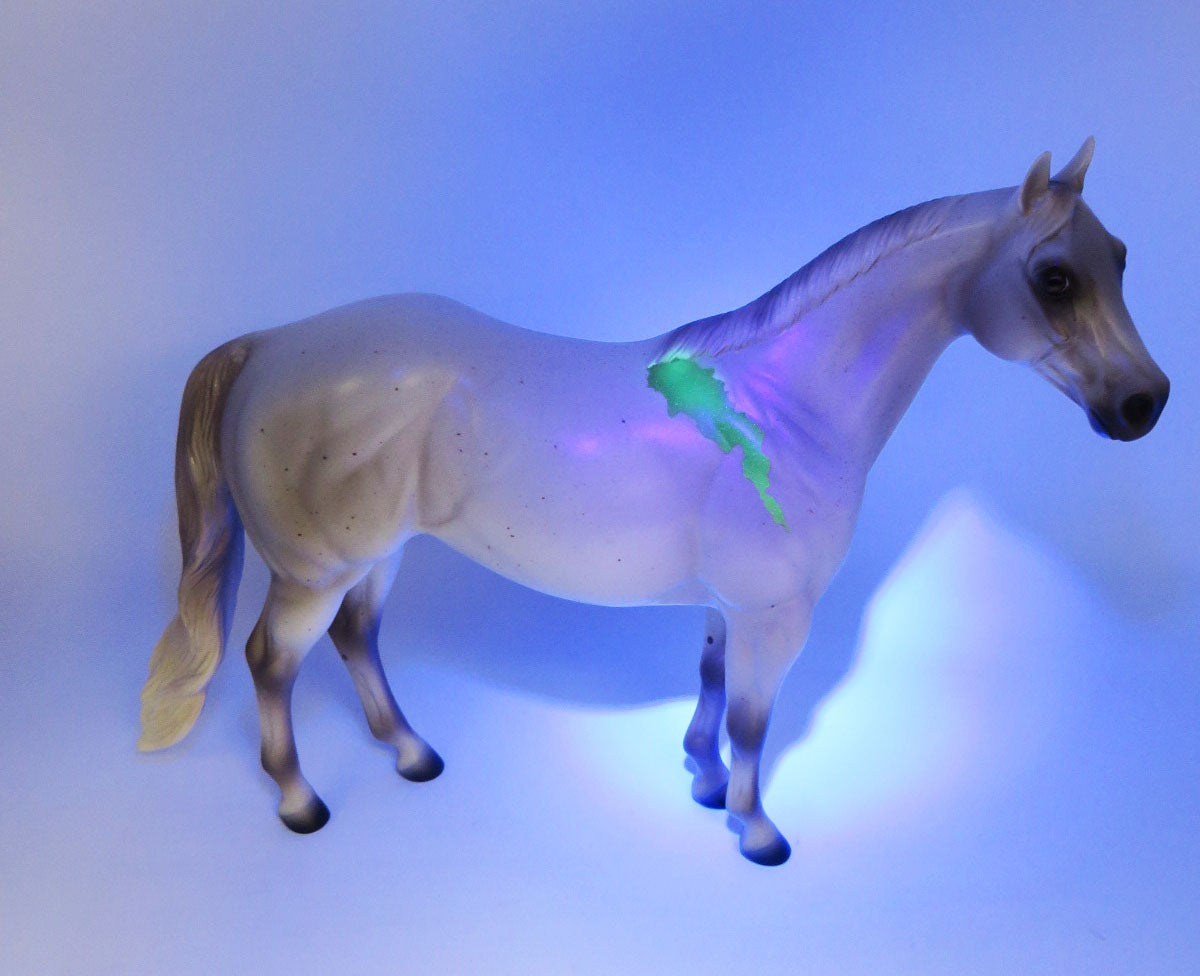 BOO-BLOOD - LE 3 - Fleabitten Grey with Bloody Shoulder ISH - Blacklight Reactive - Painted By Ashley Palmer - MM22