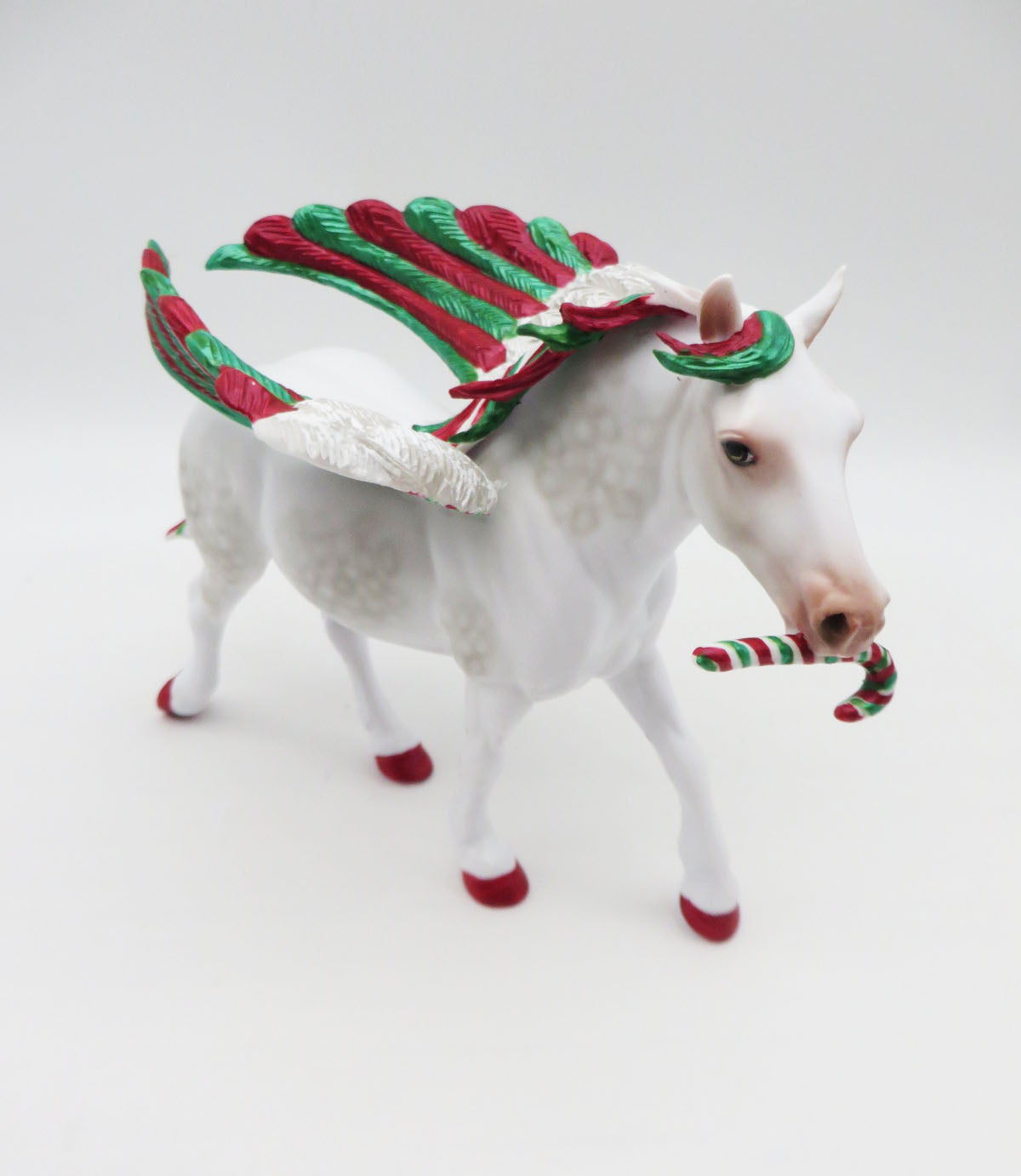 Candy Cane Wishes - Best Offer - OOAK - Custom Dapple Grey Pebble Draft With Wings & Candy CaneBy Dawn Quick - Christmas Tails 2022 - CT22