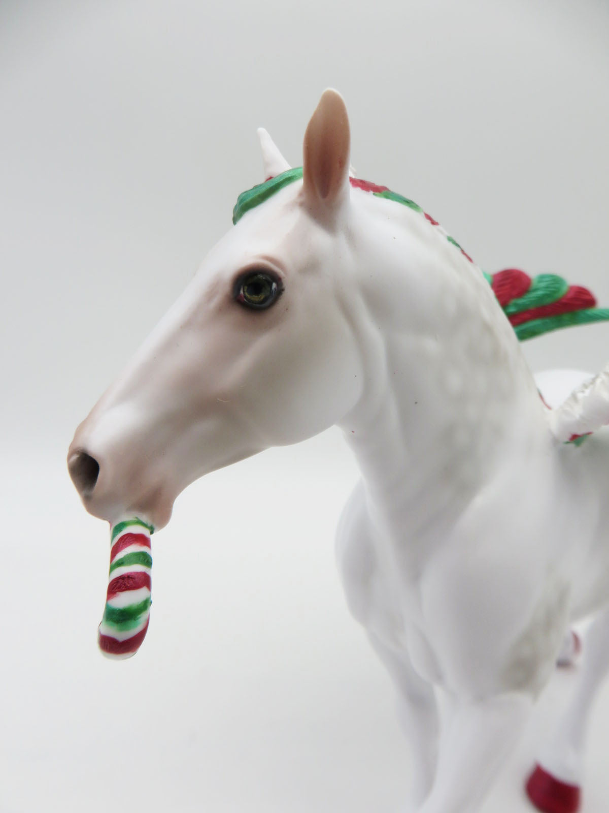 Candy Cane Wishes - Best Offer - OOAK - Custom Dapple Grey Pebble Draft With Wings &amp; Candy CaneBy Dawn Quick - Christmas Tails 2022 - CT22