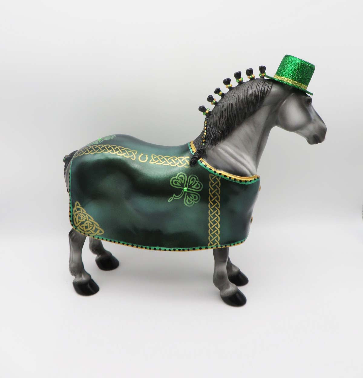 Conor - OOAK - Customized St Patrick's Day Blanketed Grey Standing Drafter - By Dawn Quick 3/17/23