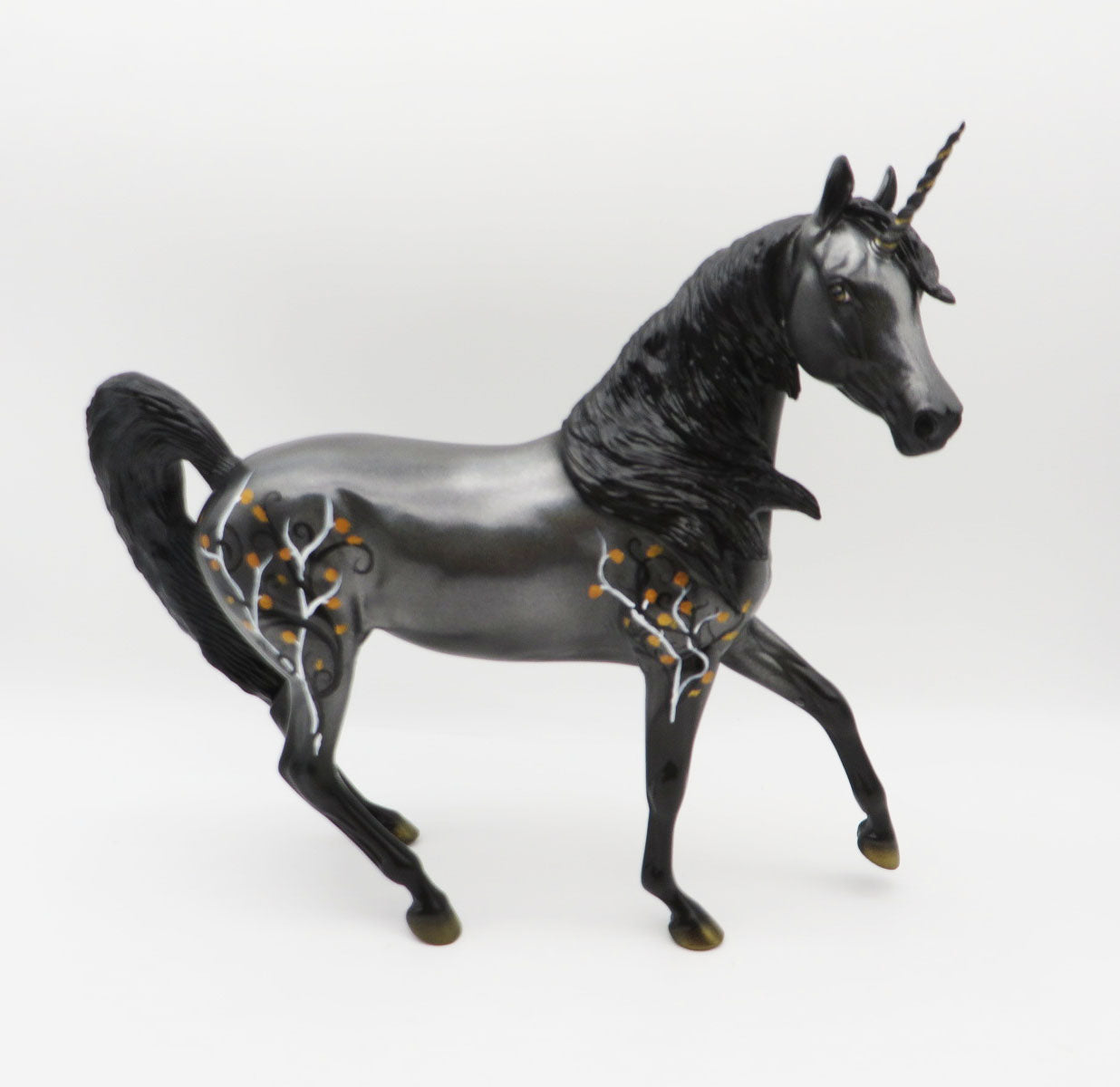 Enchanting Holiday - OOAK - Black and Gold Unicorn Arabian Mare Decorator By Ellen Robbins - Christmas Tails 2022 - CT22