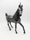 Enchanting Holiday - OOAK - Black and Gold Unicorn Arabian Mare Decorator By Ellen Robbins - Christmas Tails 2022 - CT22