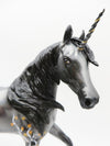 Enchanting Holiday - OOAK - Black and Gold Unicorn Arabian Mare Decorator By Ellen Robbins - Christmas Tails 2022 - CT22