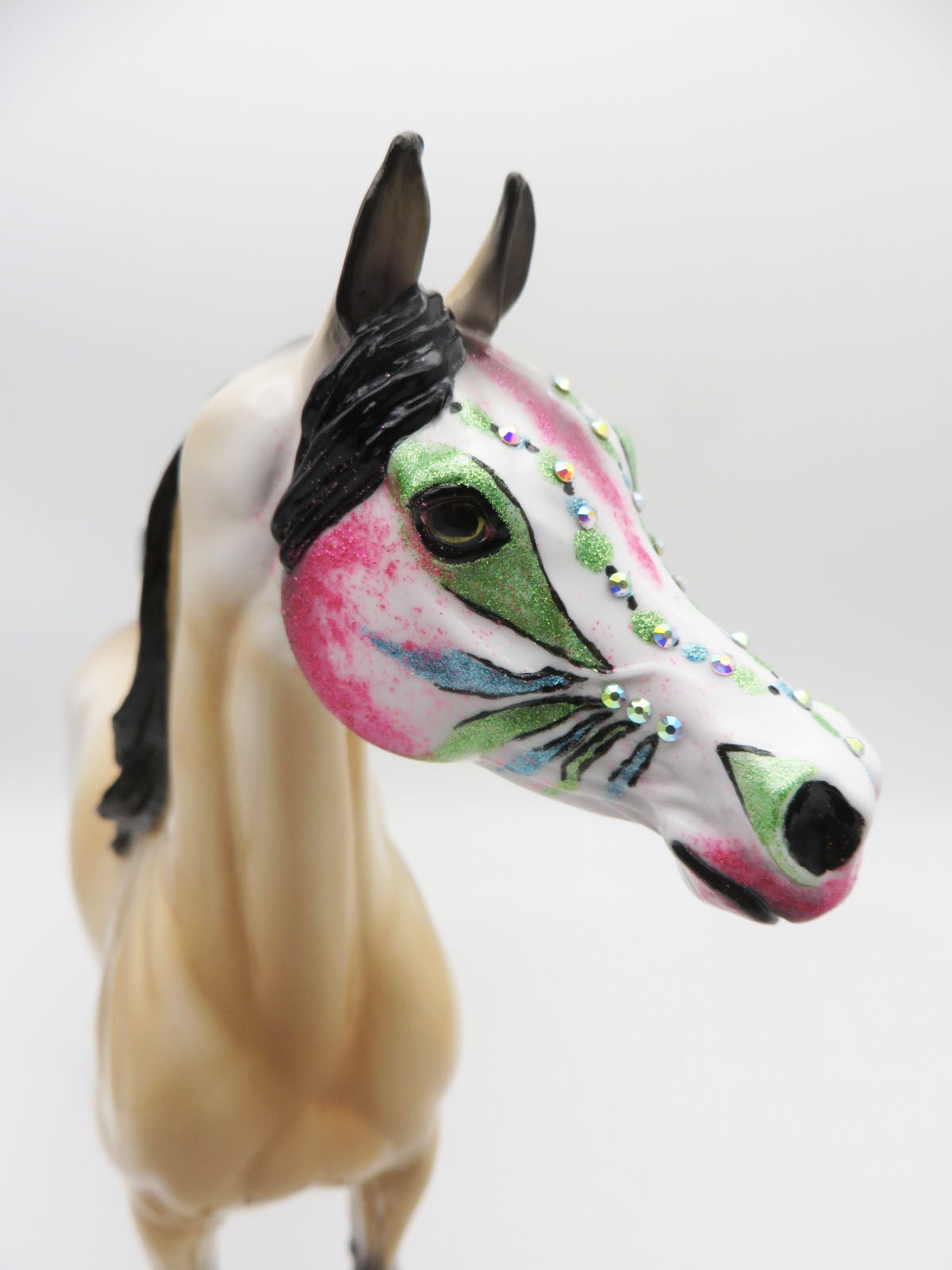 Flambeaux - OOAK - Sugar Skull Arabian with Bling &amp; Holograpic Paint Effect - Painted By Ellen Robbins - MM22
