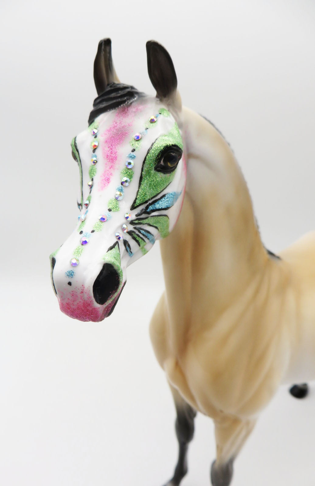 Flambeaux - OOAK - Sugar Skull Arabian with Bling &amp; Holograpic Paint Effect - Painted By Ellen Robbins - MM22