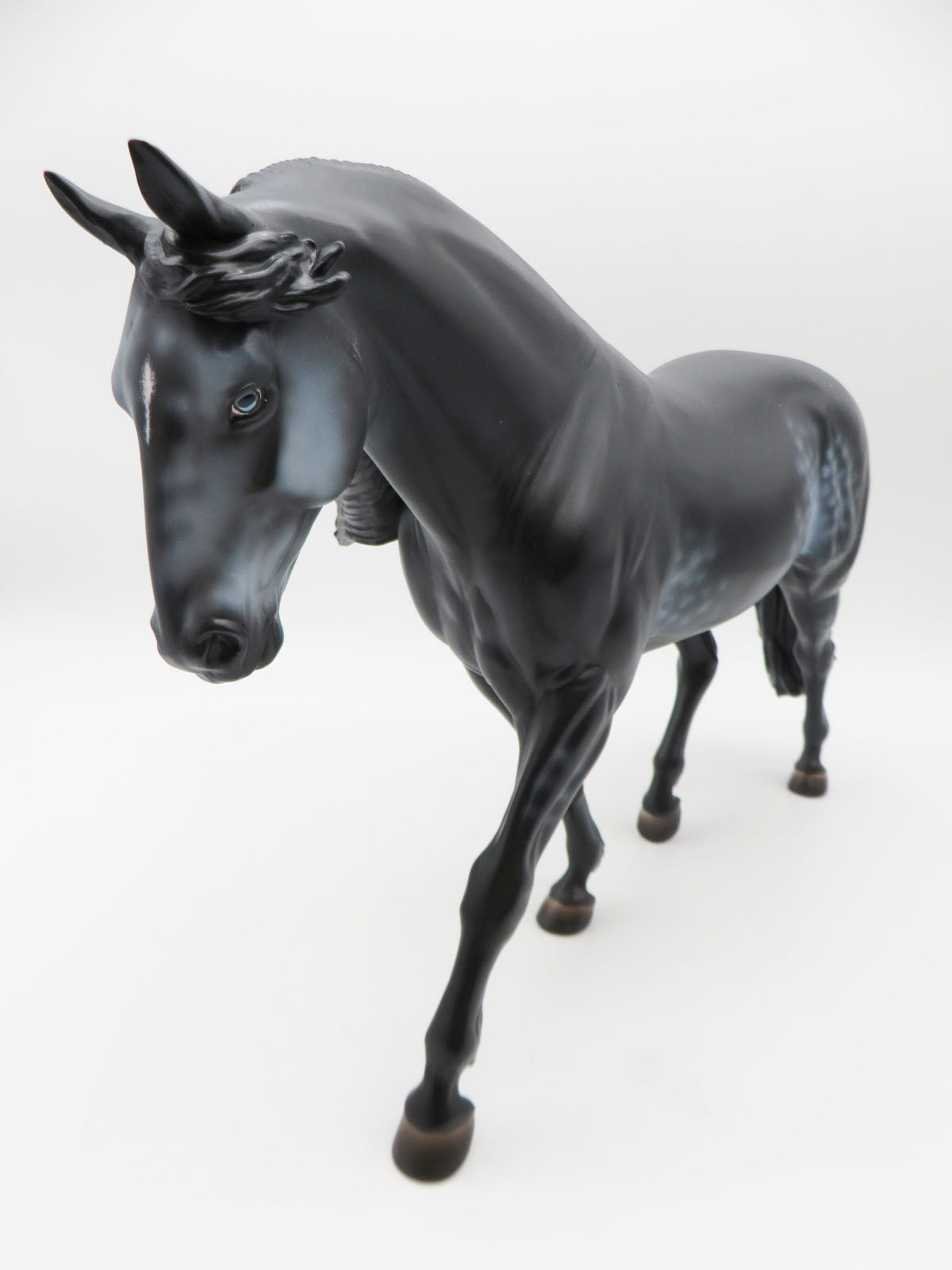 Frosted Night - OOAK - Dapple Black Going Grey Customized Irish Draft Horse - Christmas Tails 2022 - CT22