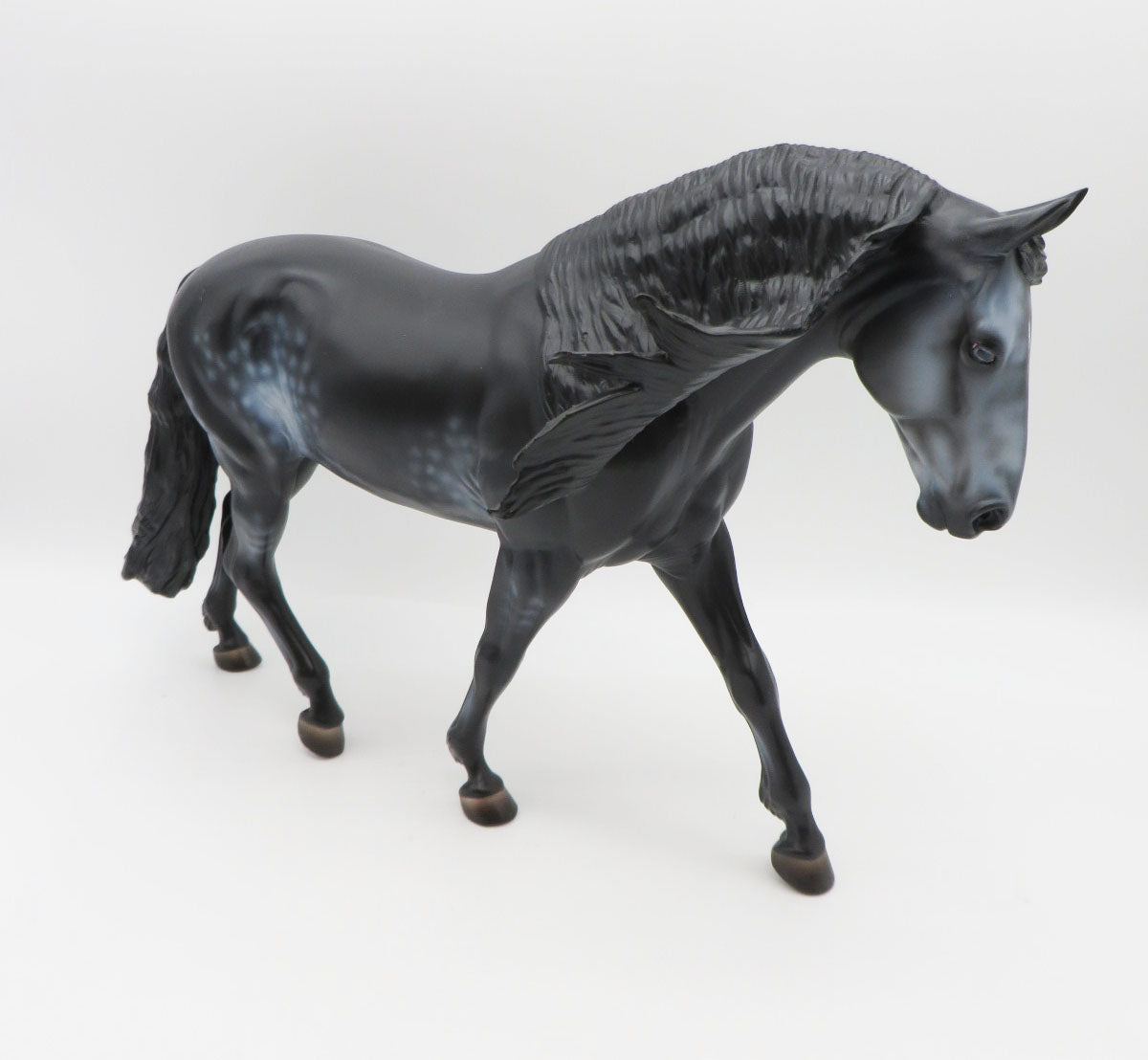 Frosted Night - OOAK - Dapple Black Going Grey Customized Irish Draft Horse - Christmas Tails 2022 - CT22