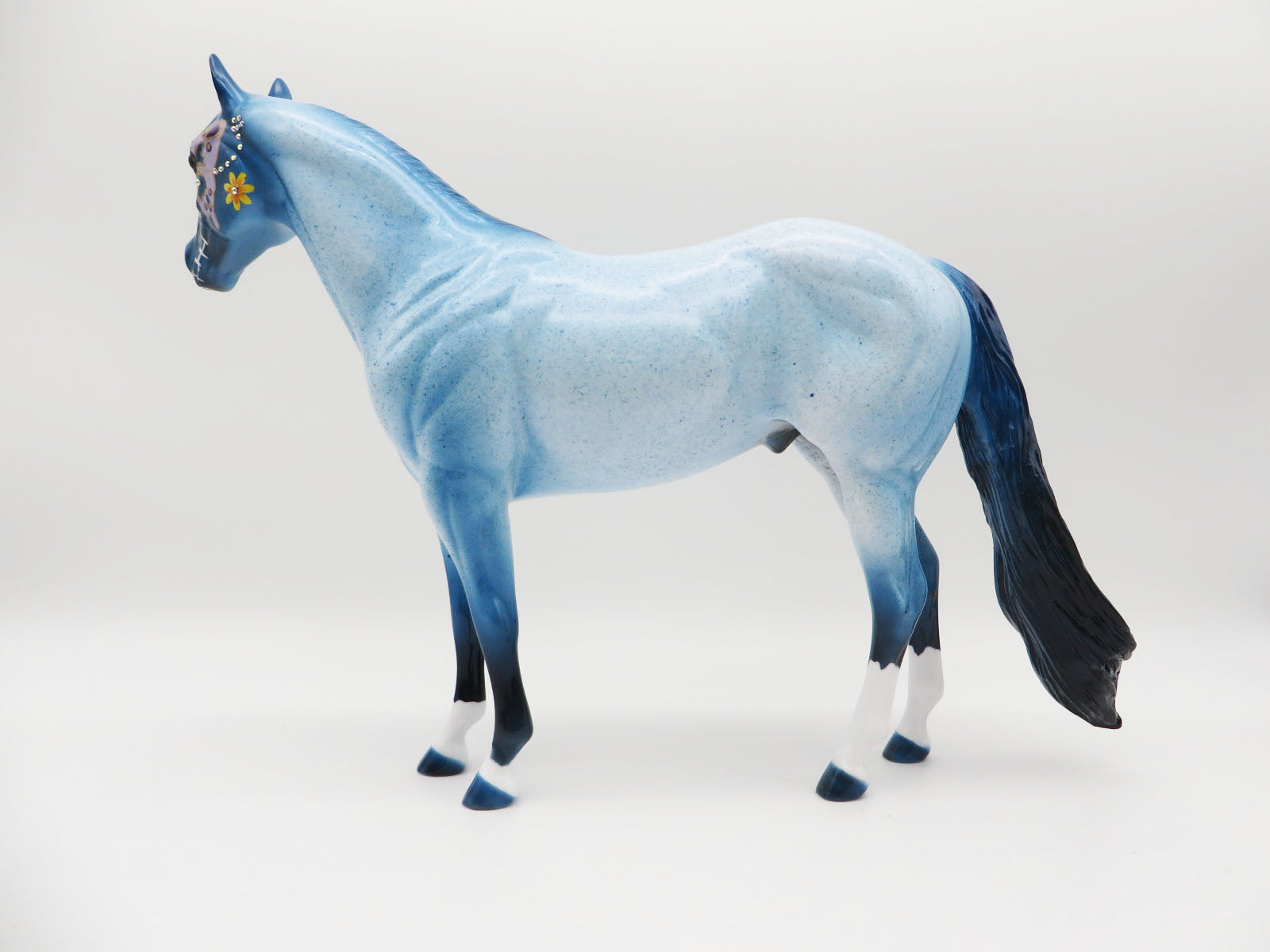 GRANDMAS LEGACY - OOAK BLUE DECORATOR SUGAR SKULL ISH BY DAWN QUICK LHS 22