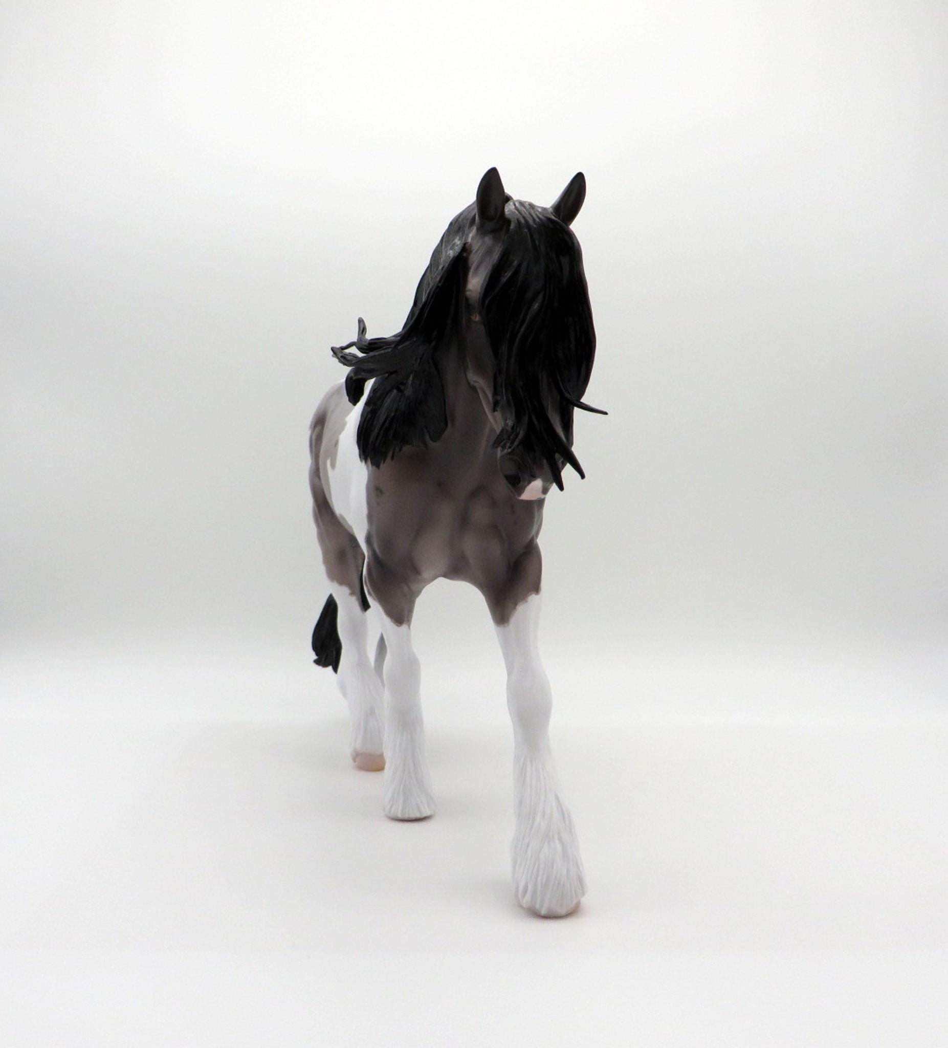 Galeva&#39;s-OOAK Blue Roan Pinto Irish Drafter Painted By Caroline Boydston 6/28/21