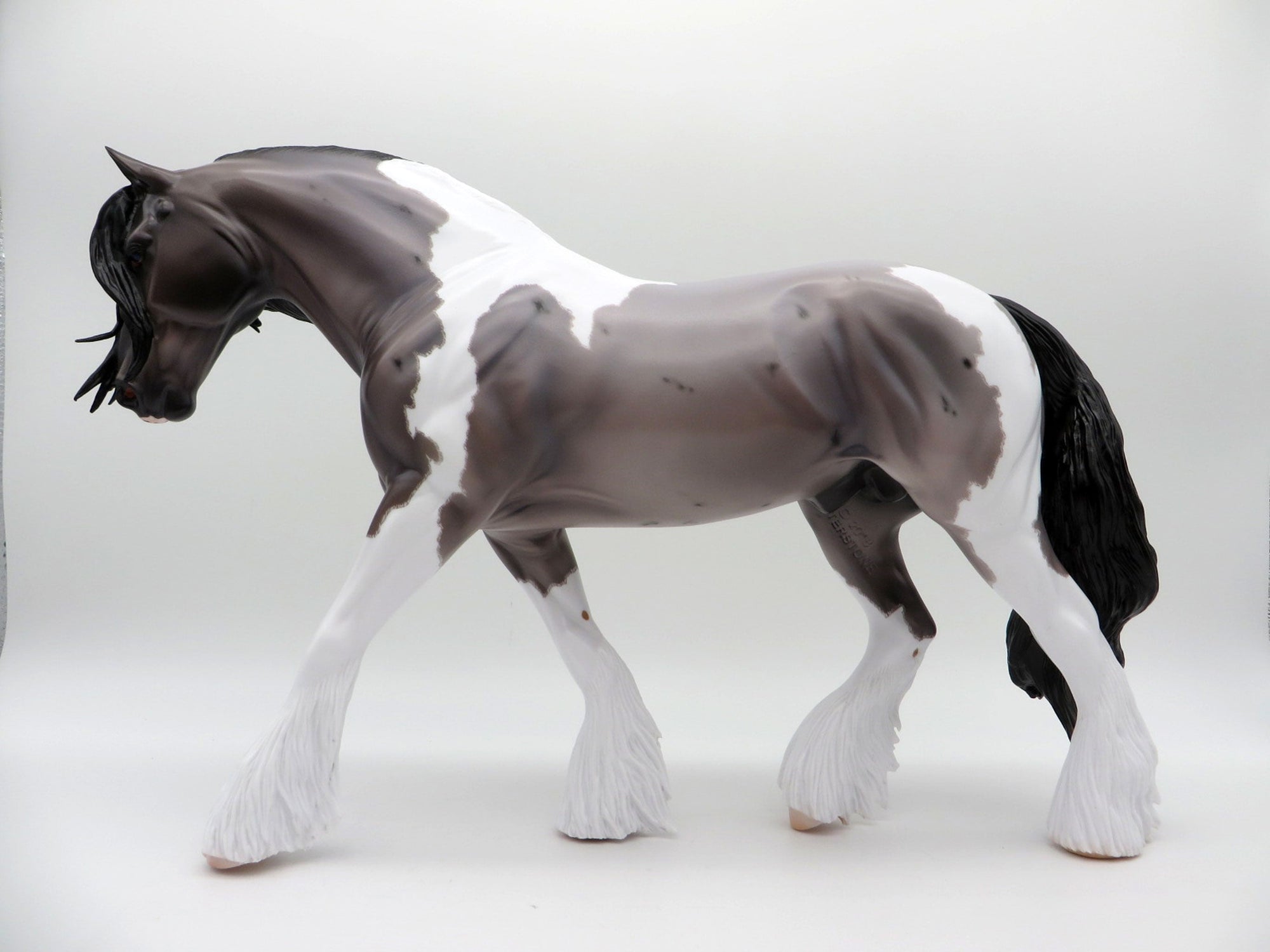 Galeva&#39;s-OOAK Blue Roan Pinto Irish Drafter Painted By Caroline Boydston 6/28/21