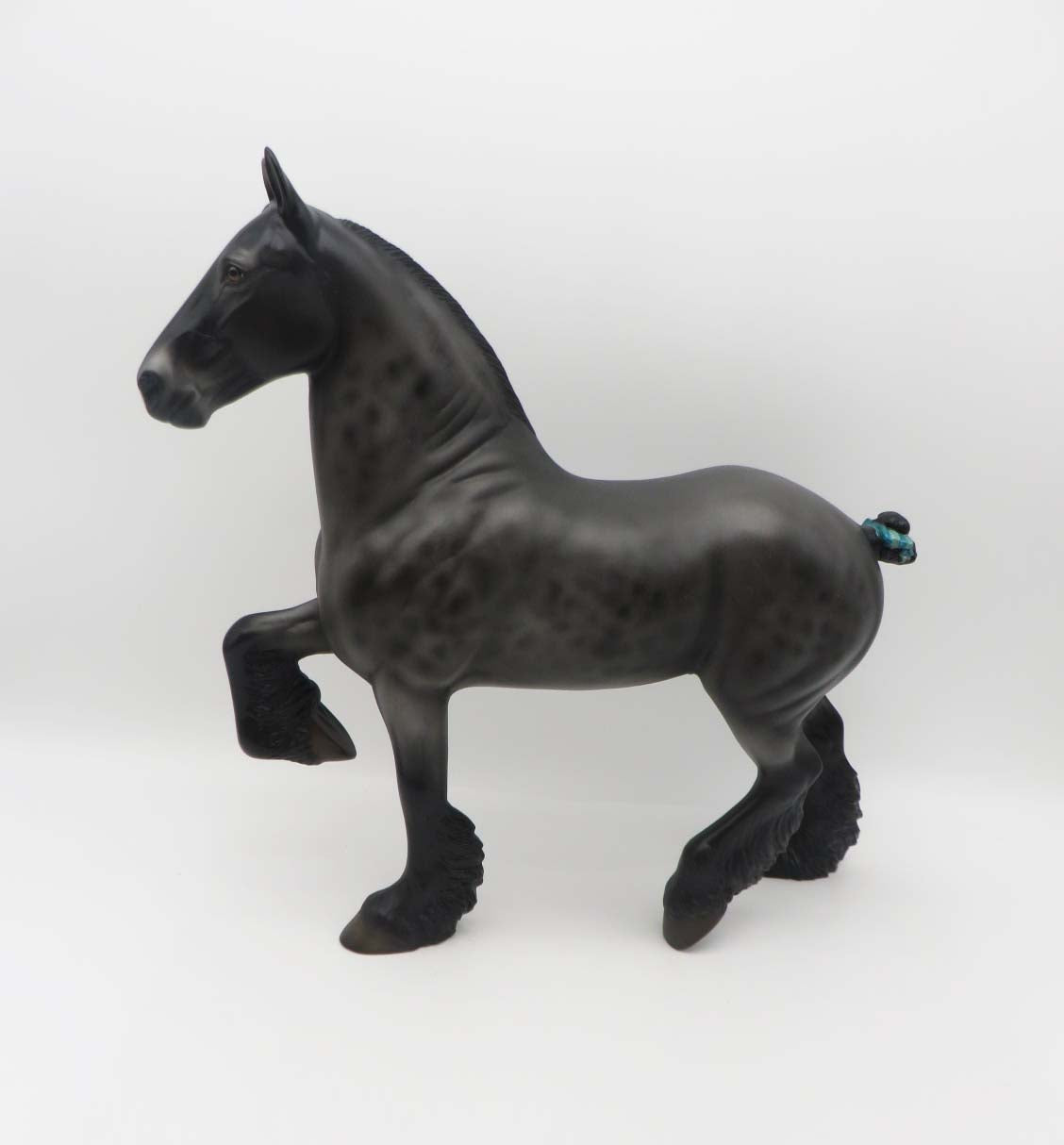 Godfrey - OOAK - Reverse Dappled Black Custom Mane Bobbed Tail Trotting Drafter By Angela Marleau - SHCF23