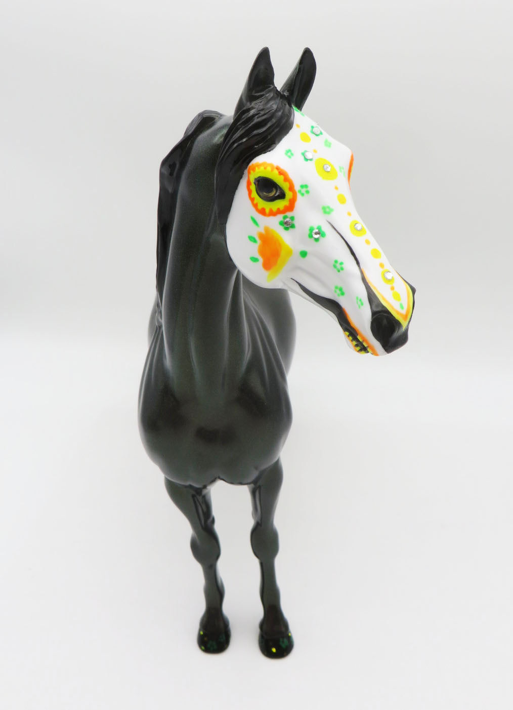 Groovy Vibes - OOAK - Sugar Skull Morgan with Bling, Blacklight &amp; Holograpic Paint Effect - Painted by Ellen Robbins - MM22