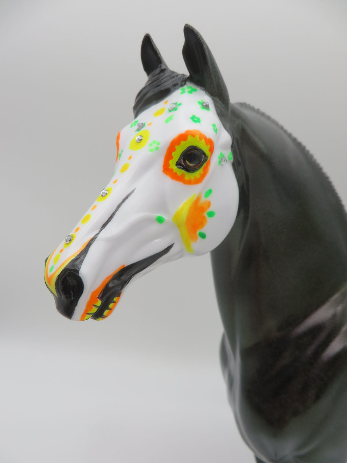 Groovy Vibes - OOAK - Sugar Skull Morgan with Bling, Blacklight &amp; Holograpic Paint Effect - Painted by Ellen Robbins - MM22