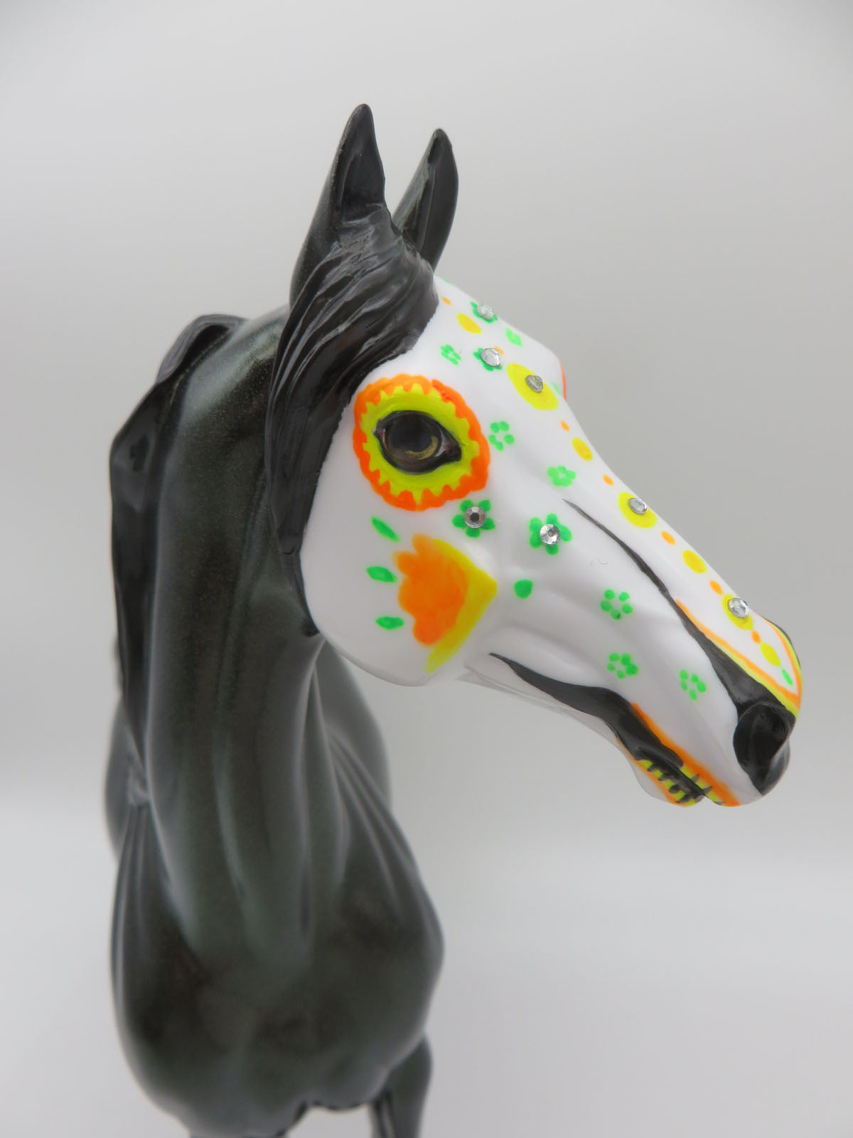 Groovy Vibes - OOAK - Sugar Skull Morgan with Bling, Blacklight &amp; Holograpic Paint Effect - Painted by Ellen Robbins - MM22