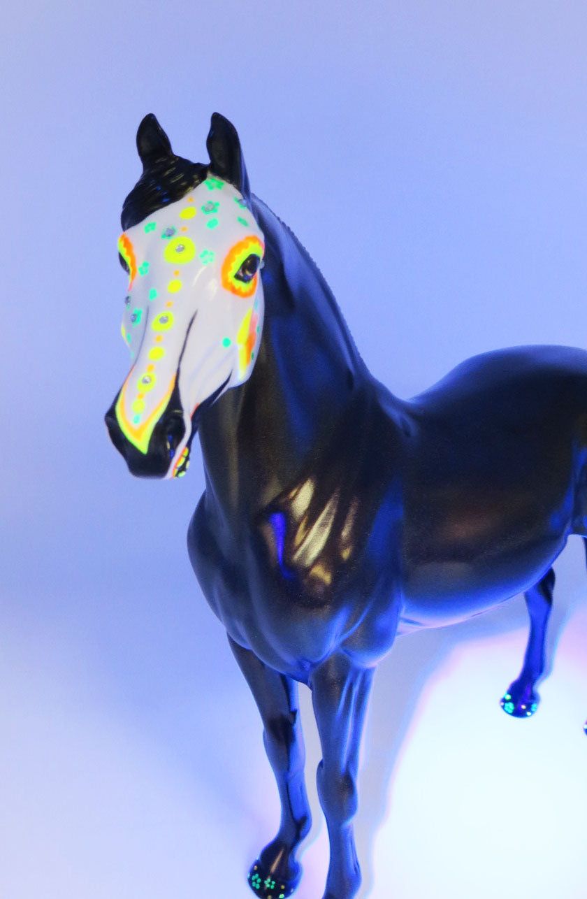 Groovy Vibes - OOAK - Sugar Skull Morgan with Bling, Blacklight &amp; Holograpic Paint Effect - Painted by Ellen Robbins - MM22