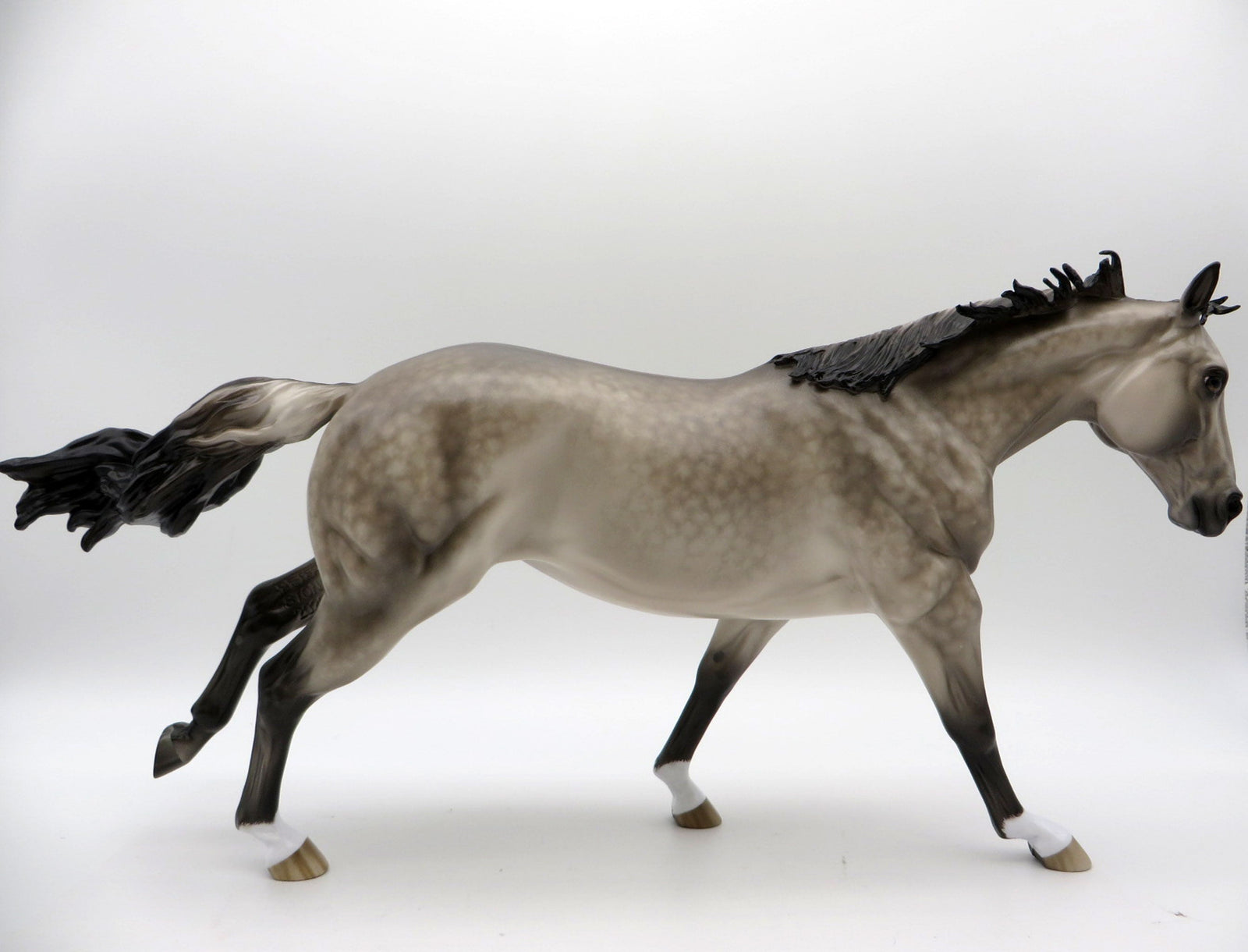 Gun Smoke-OOAK Dapple Grey Running Stock Horse Painted by Sheryl Leisure 1/10/21