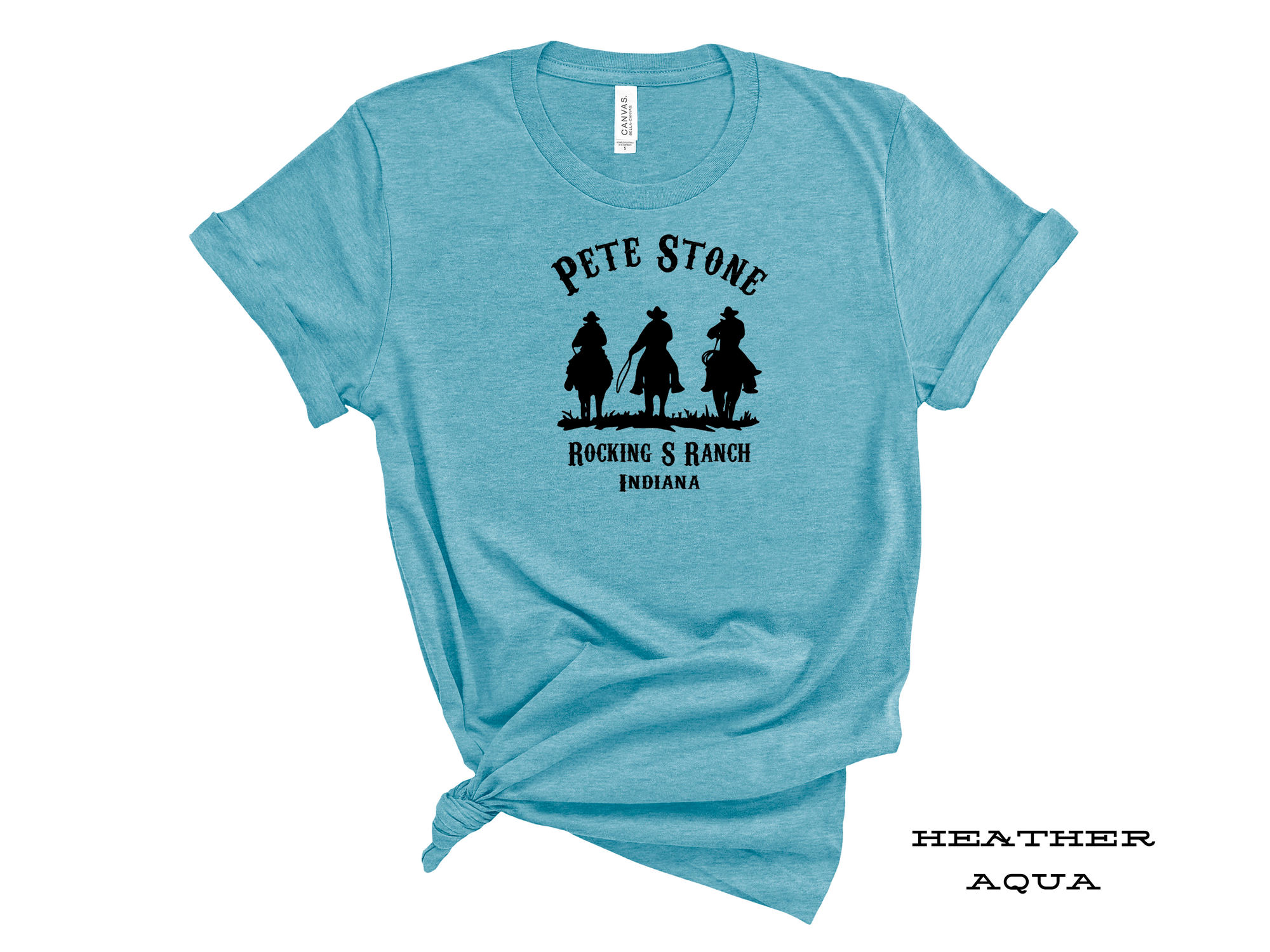 Ready To Ship SIZE MEDIUM SHCF 2023 - Tshirt - Pete Stone Rocking S Ranch - Heather Aqua