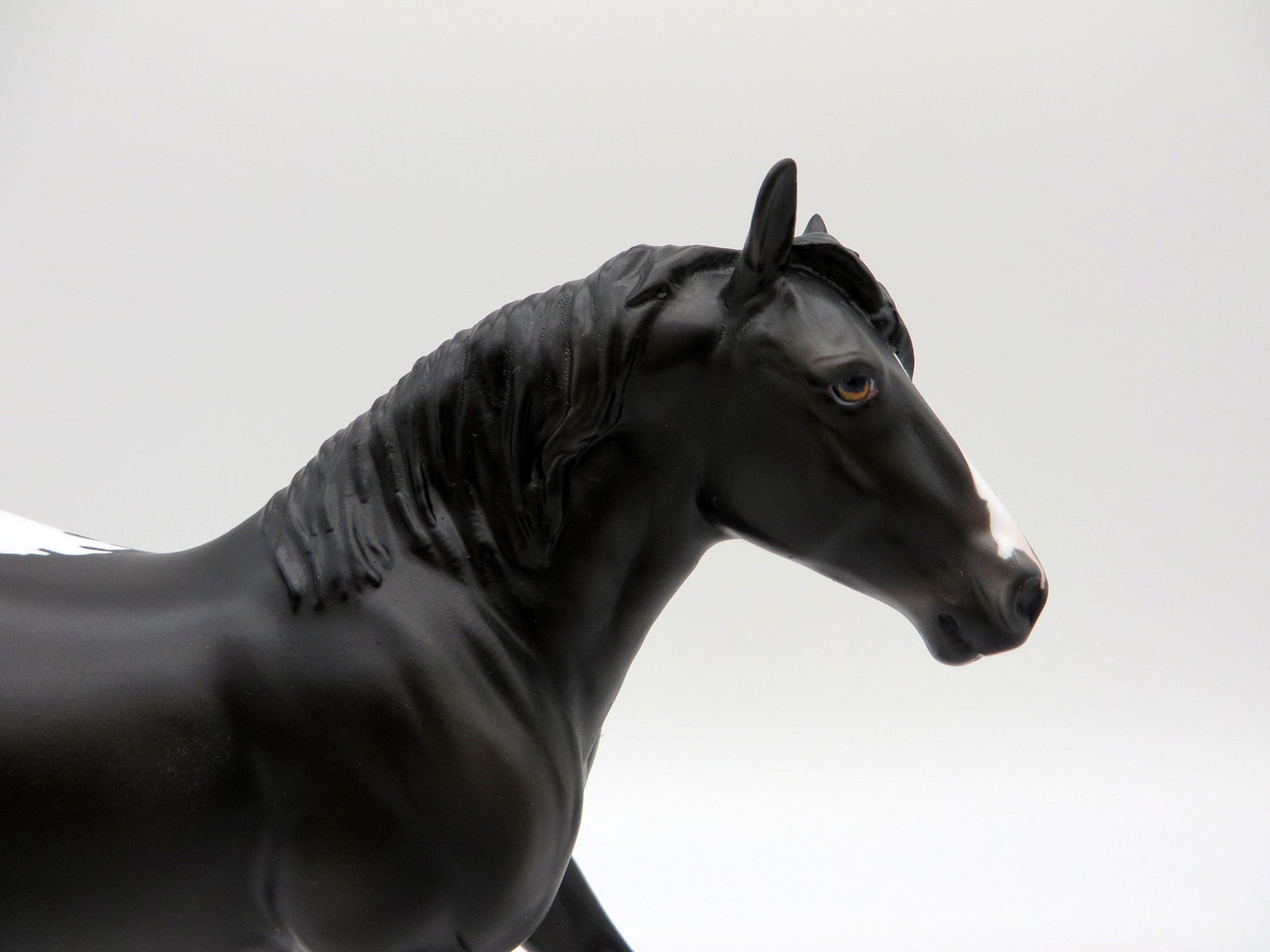 Homer-OOAK Dapple Black Pinto Trotting Pebbles Draft  Painted By Ellen Robbins EQ21