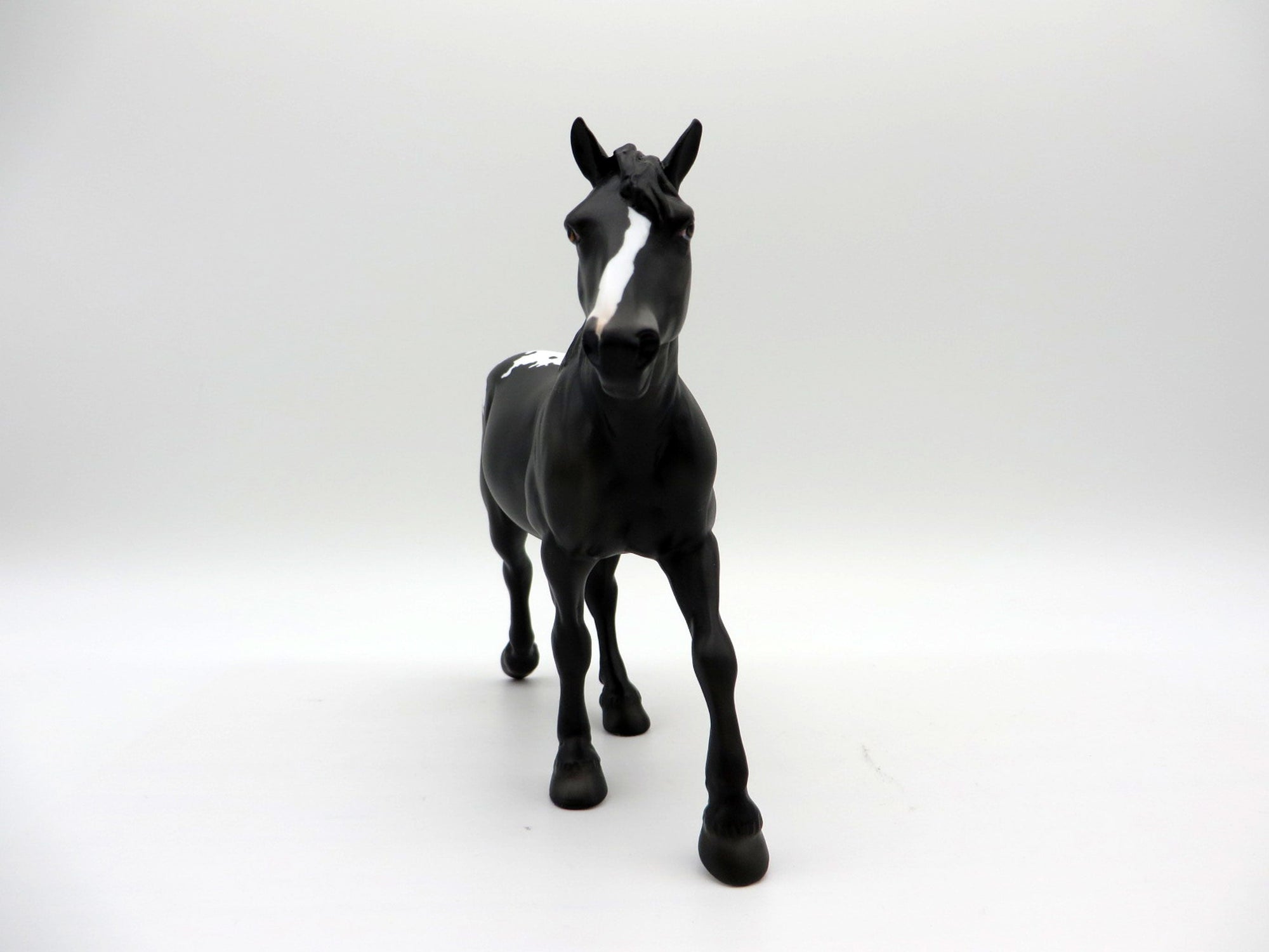 Homer-OOAK Dapple Black Pinto Trotting Pebbles Draft  Painted By Ellen Robbins EQ21