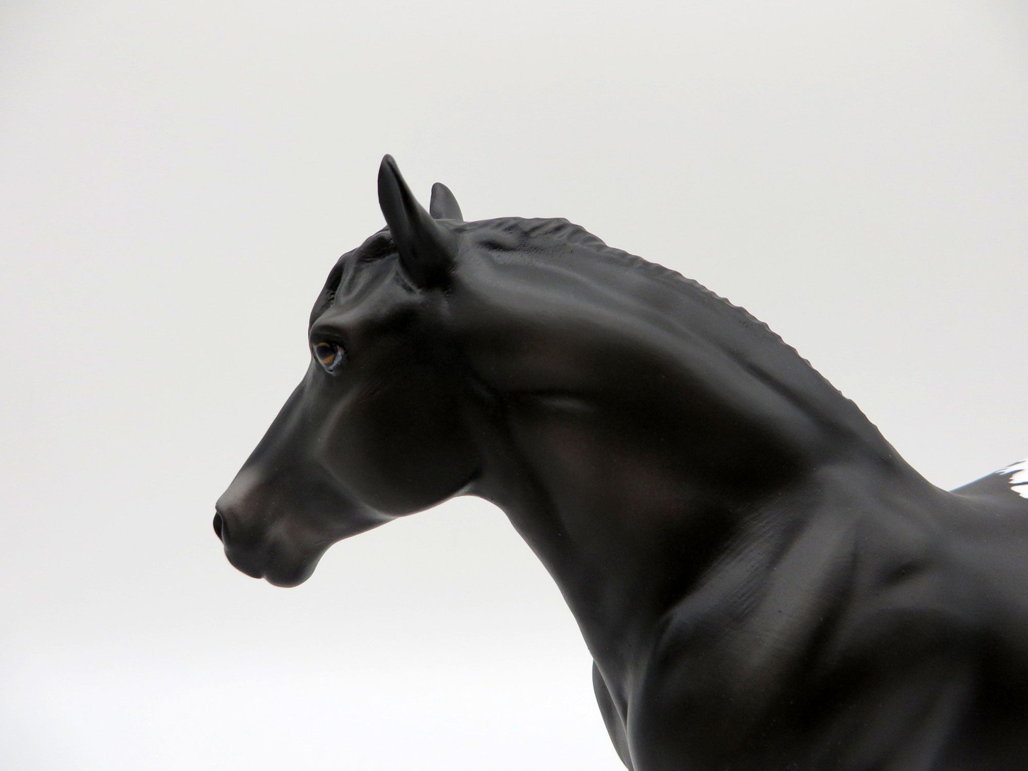 Homer-OOAK Dapple Black Pinto Trotting Pebbles Draft  Painted By Ellen Robbins EQ21